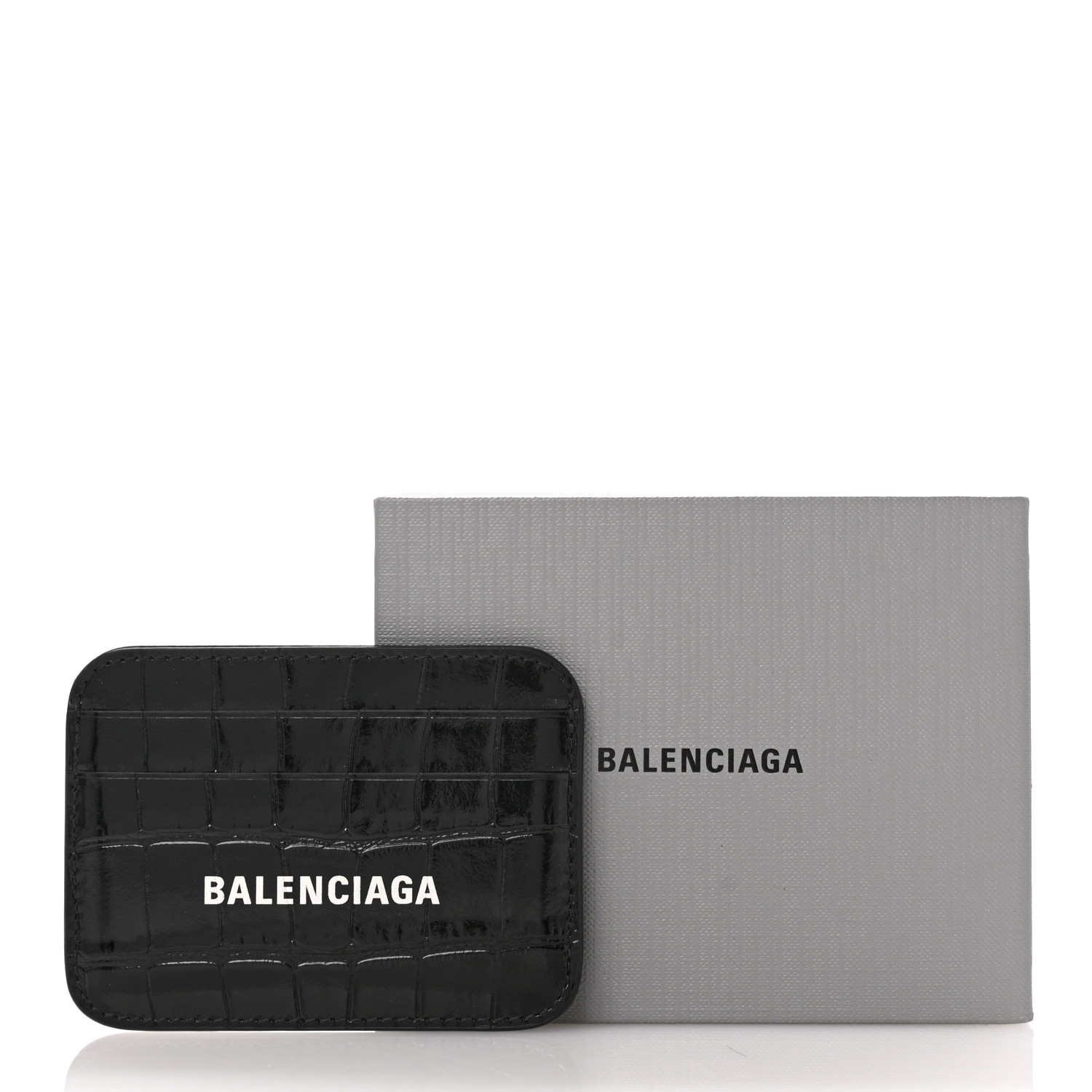 【BALENCIAGA】プリント croc-effect レザー cardholder Black Printed croc-effect leather cardholder | BALENCIAGA