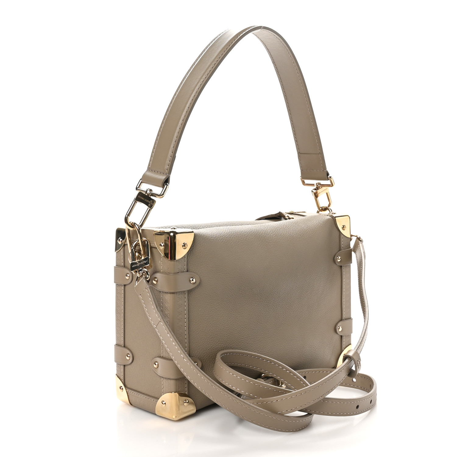 LOUIS VUITTON Calfskin Side Trunk MM Taupe 1643167