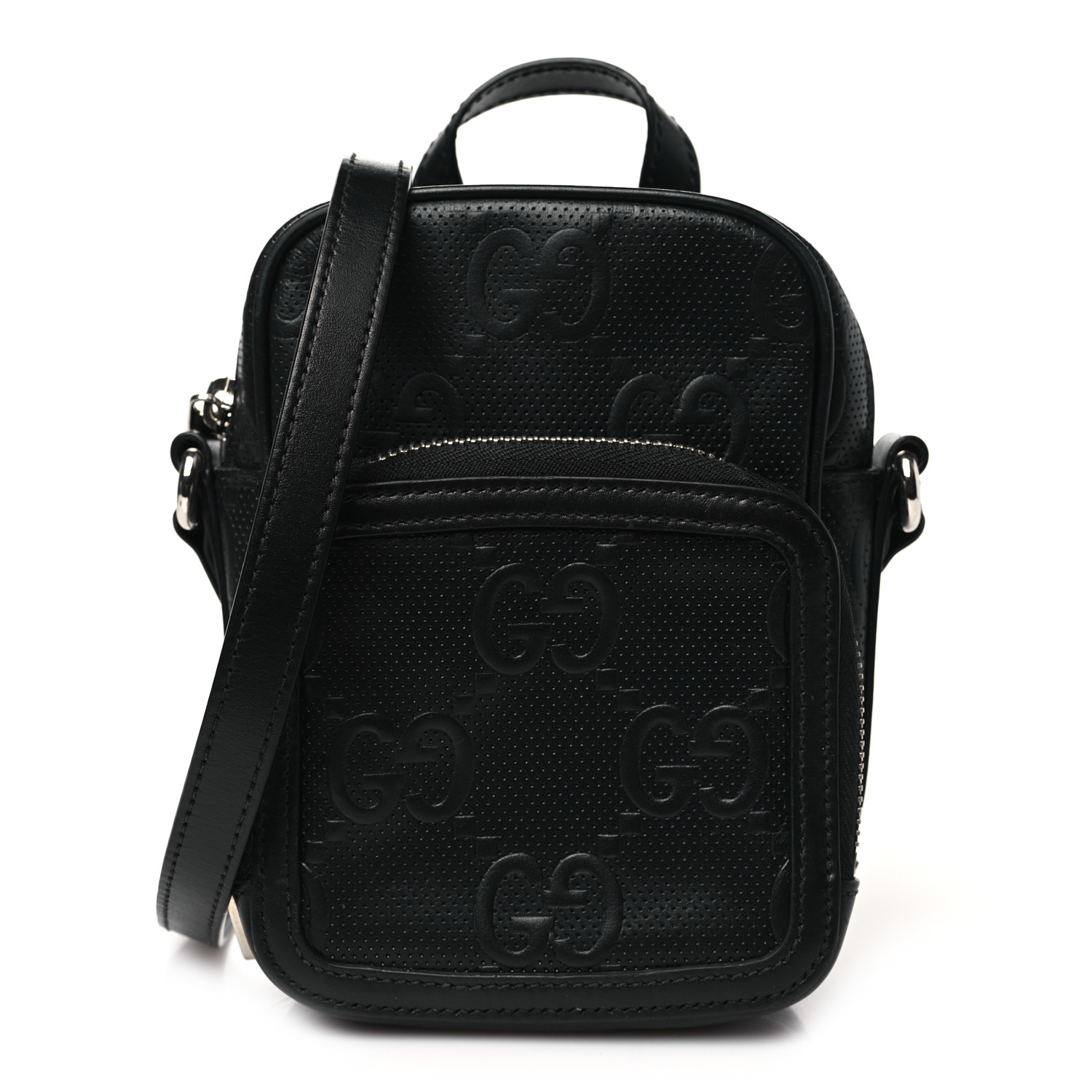 【GUCCI 】Tennis 20 GG Embossed Two-Tone Messenger Bag GUCCI Calfskin GG Tennis Embossed Square Messenger Bag