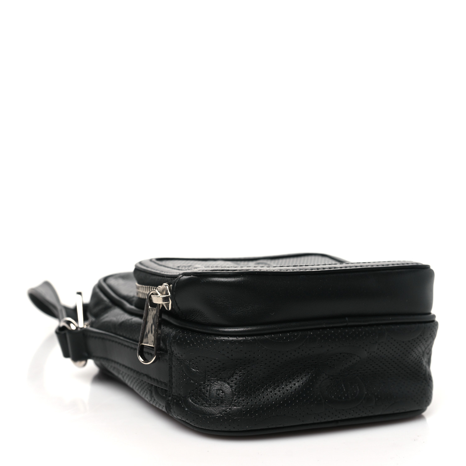 GUCCI Calfskin GG Tennis Embossed Mini Double Zip Messenger