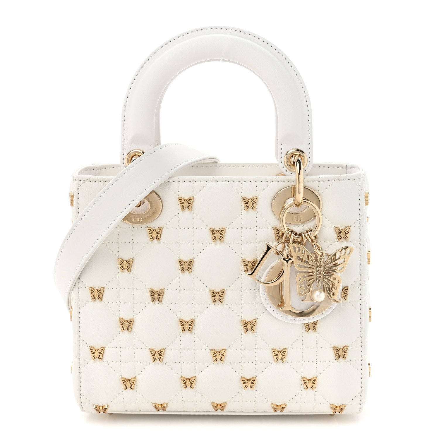 【ヴィンテージ】Rank:S☆Dior White Mini Cannage バック Christian Dior Lambskin Cannage White Mini Lady Dior
