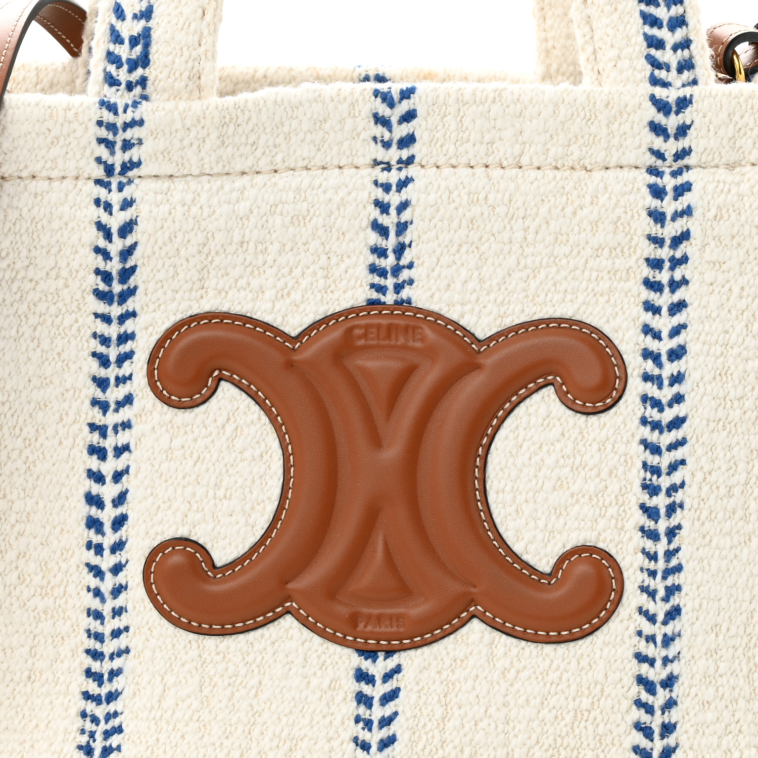 【CELINE】Small cabas Thais in striped textile with Triomphe cabas with Thais Triomphe 【CELINE】Small in textile striped