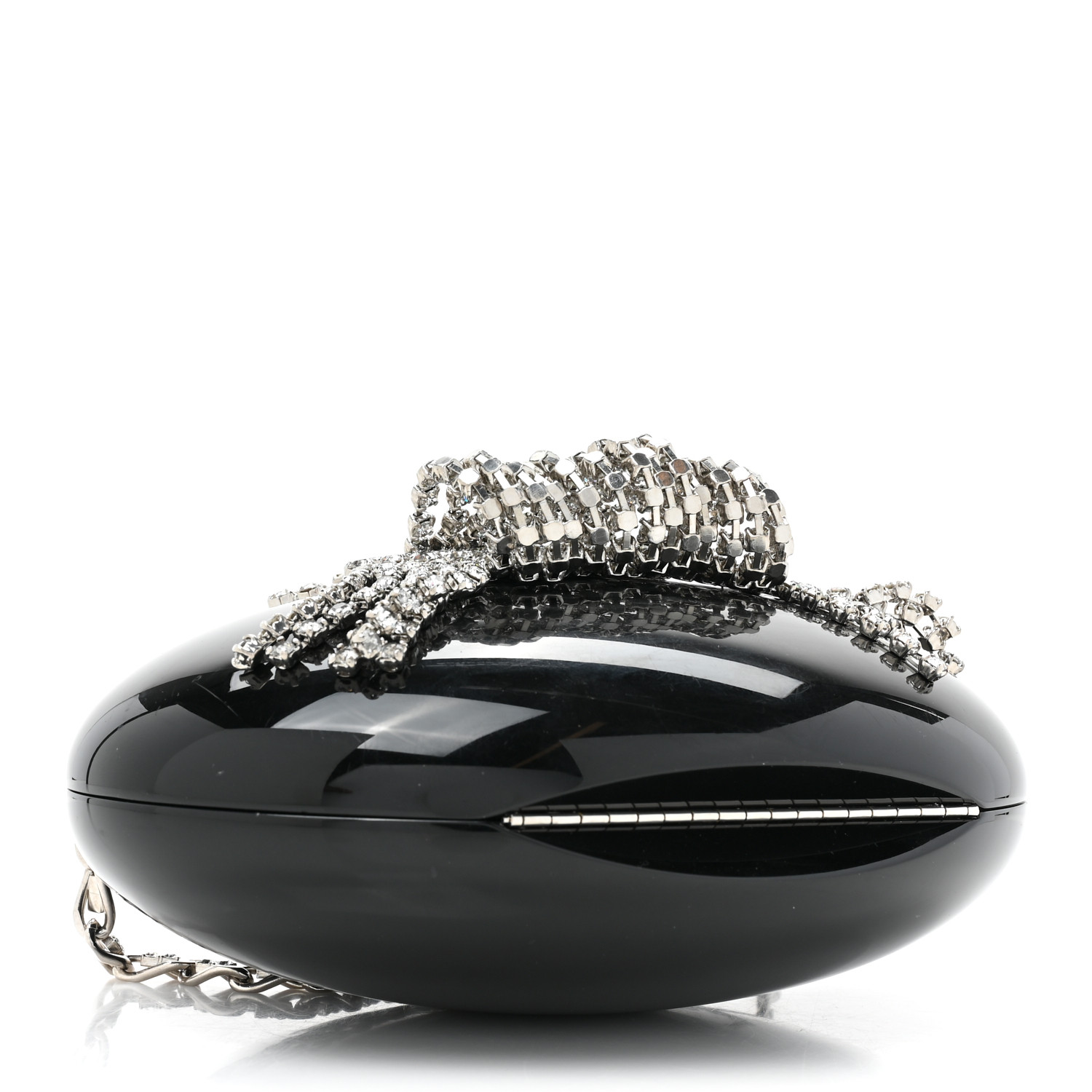 パーツ CHANEL MENS CHANEL Resin Crystal Chain Fringe CC Oval Minaudière Black