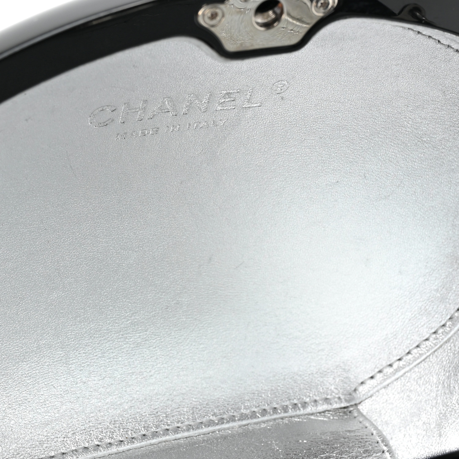 CHANEL Resin Crystal Chain Fringe CC Oval Minaudière Black