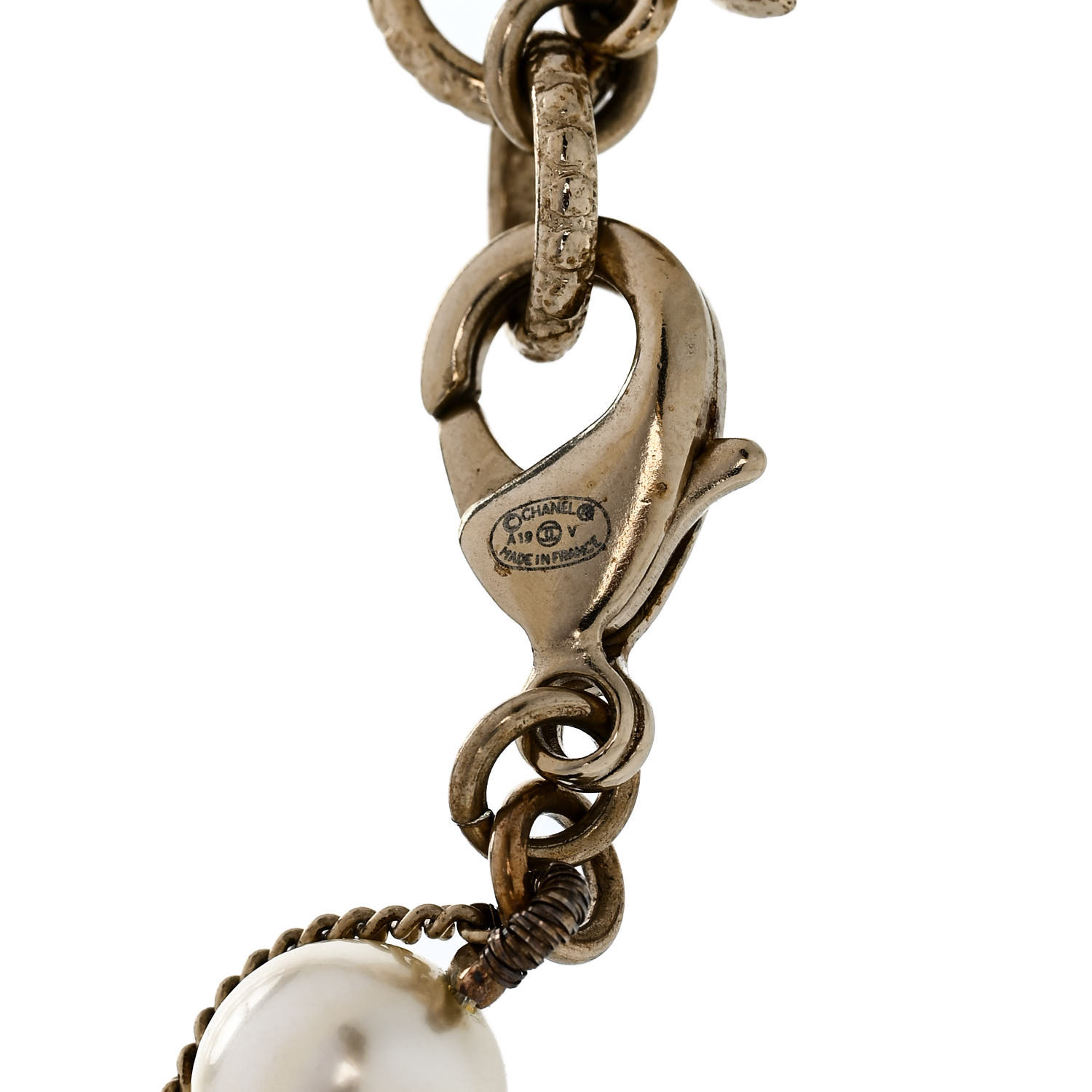 CHANEL ゴールド バレッタ クリスタル付き CHANEL Pearl Crystal CC Bracelet Gold 1676569 | FASHIONPHILE