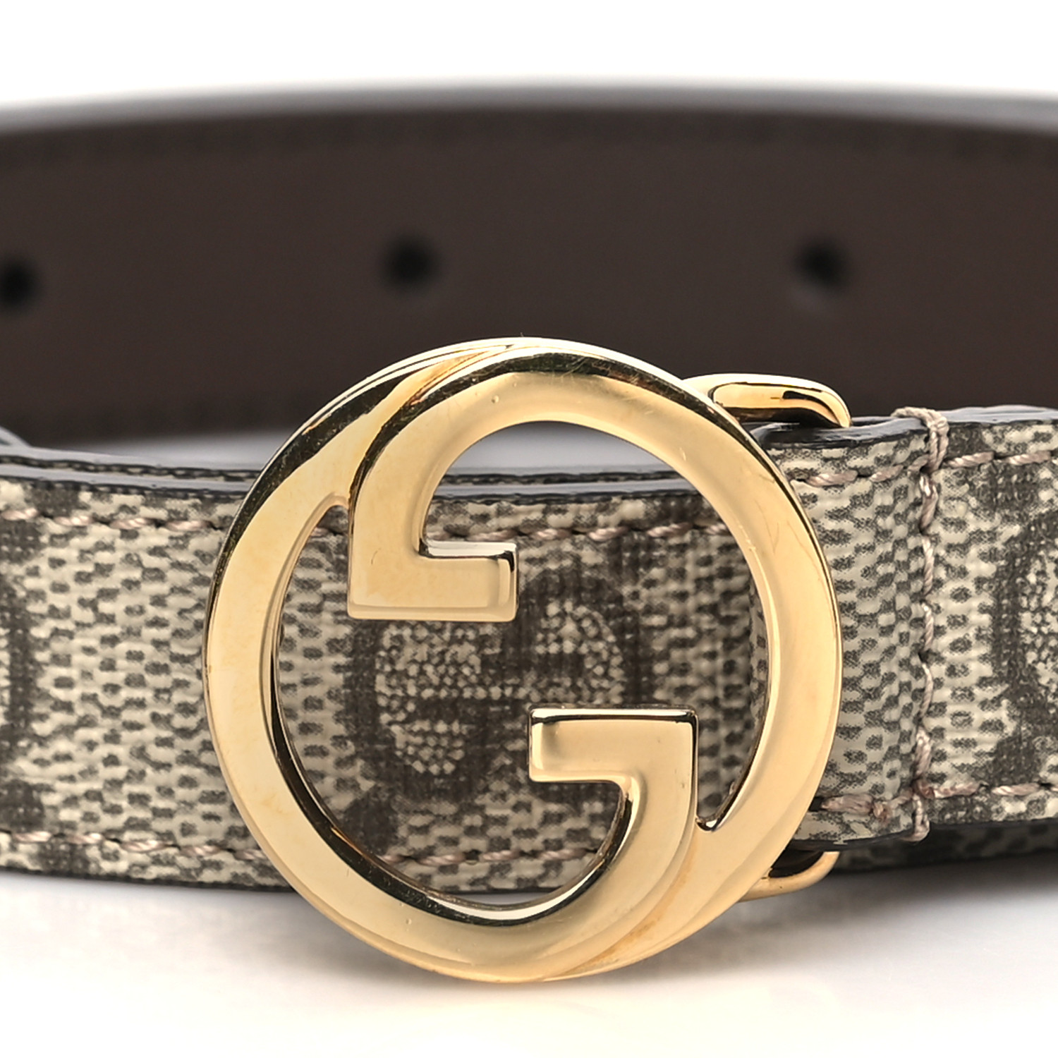 GUCCI ベルト 80/32 GUCCI GG Supreme Monogram Textured Dollar Calfskin Blondie