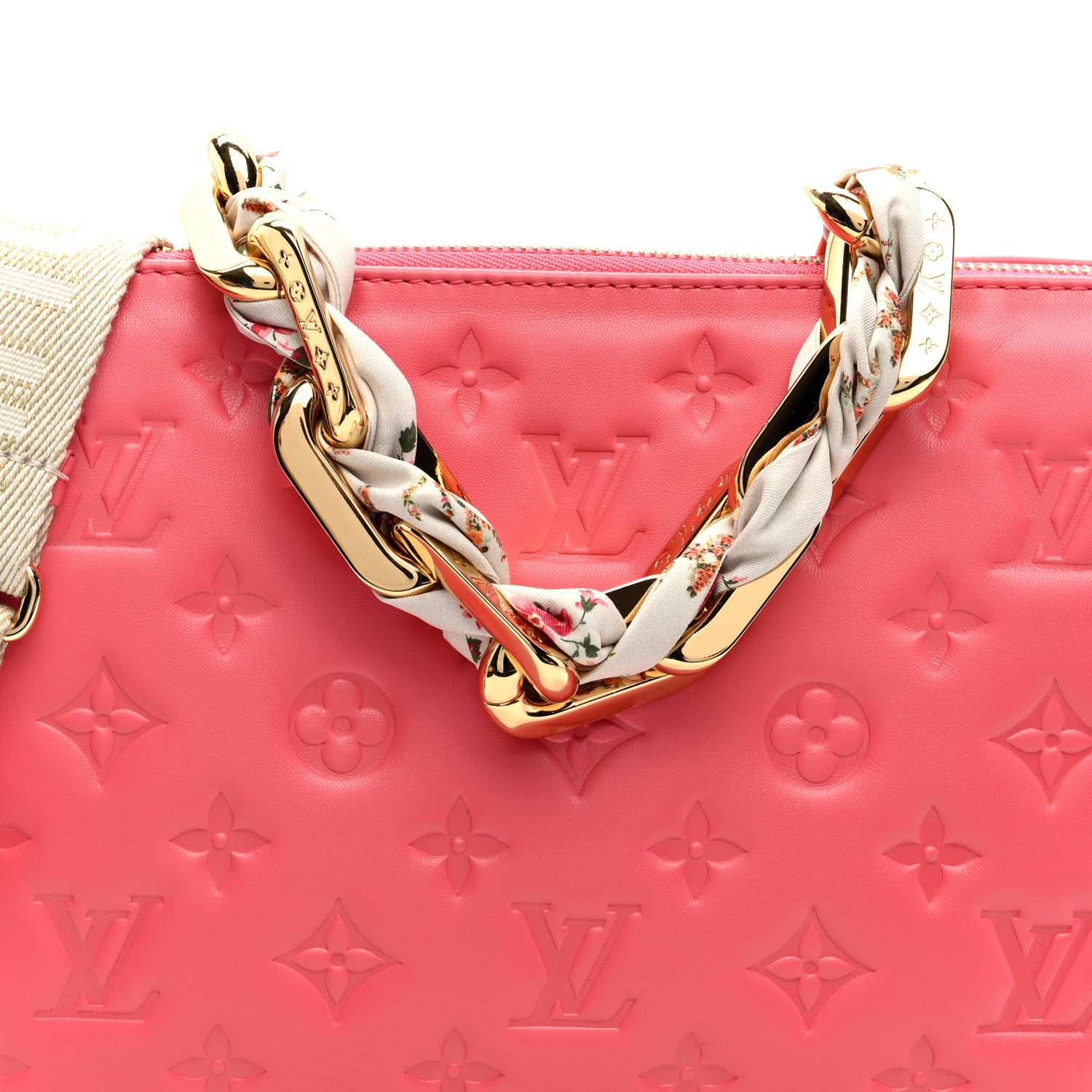 LOUIS VUITTON Lambskin Embossed Monogram LV Bloom Coussin PM