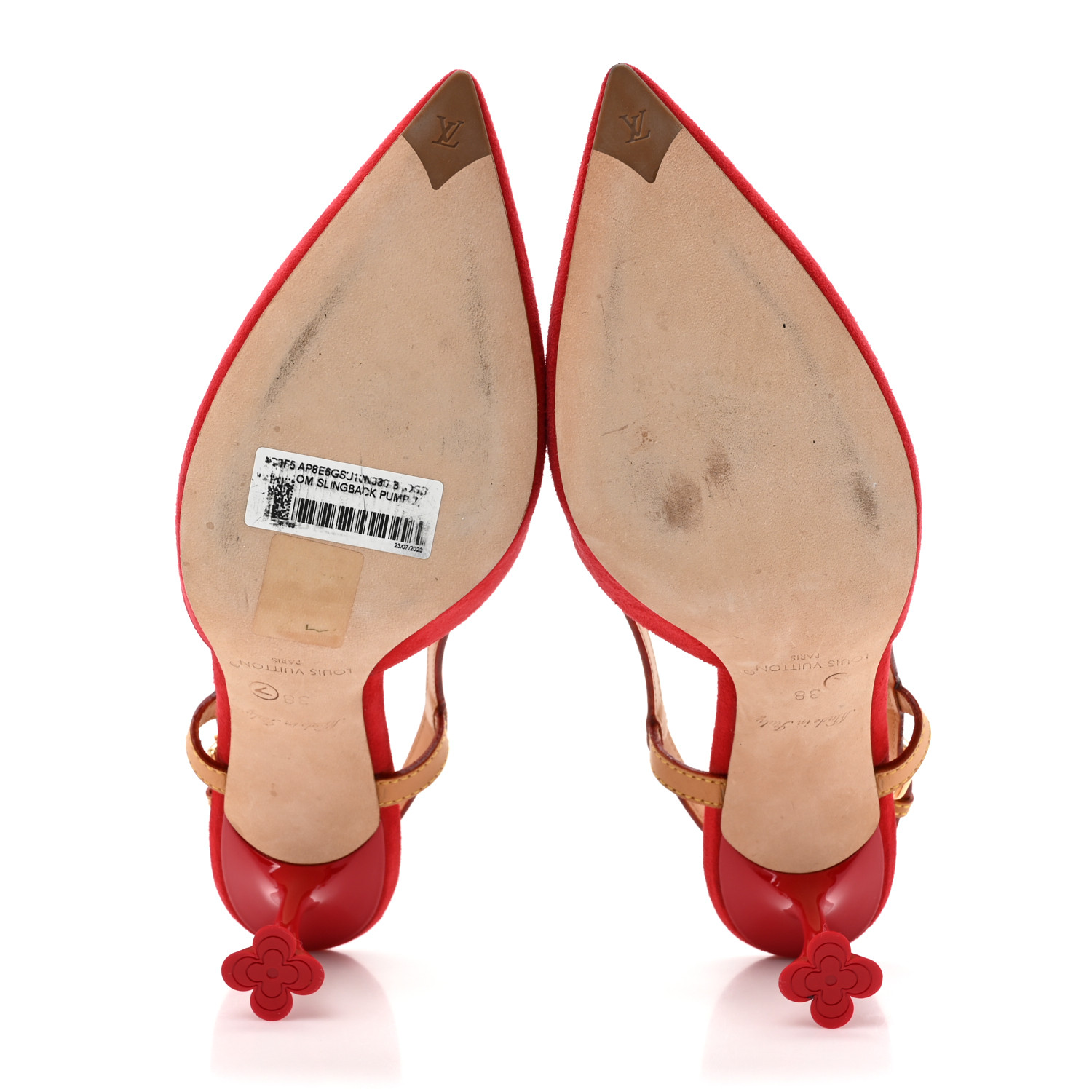 LOUIS VUITTON Suede Baby Goat Blossom Slingback Pumps 38