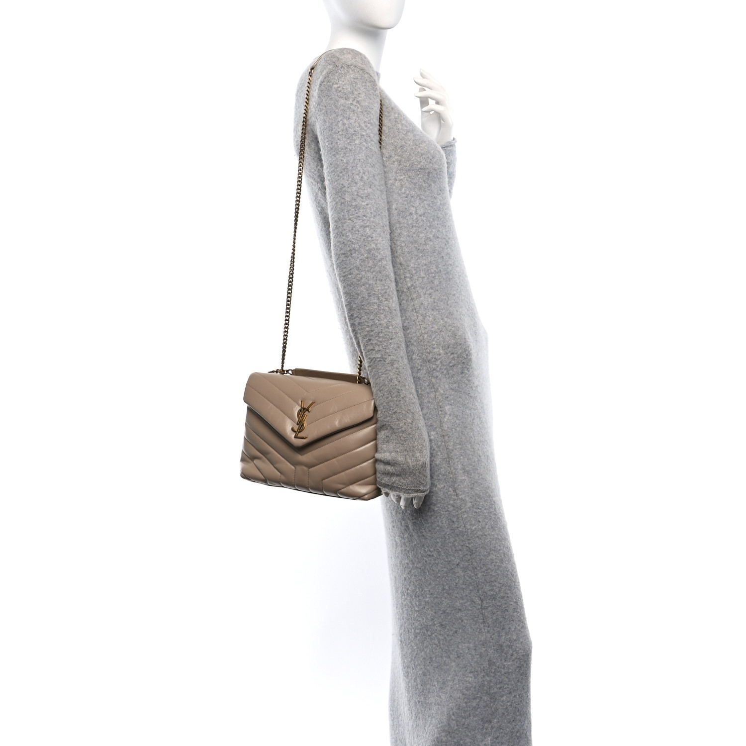 SAINT LAURENT Calfskin Y Quilted Monogram Small Loulou Chain