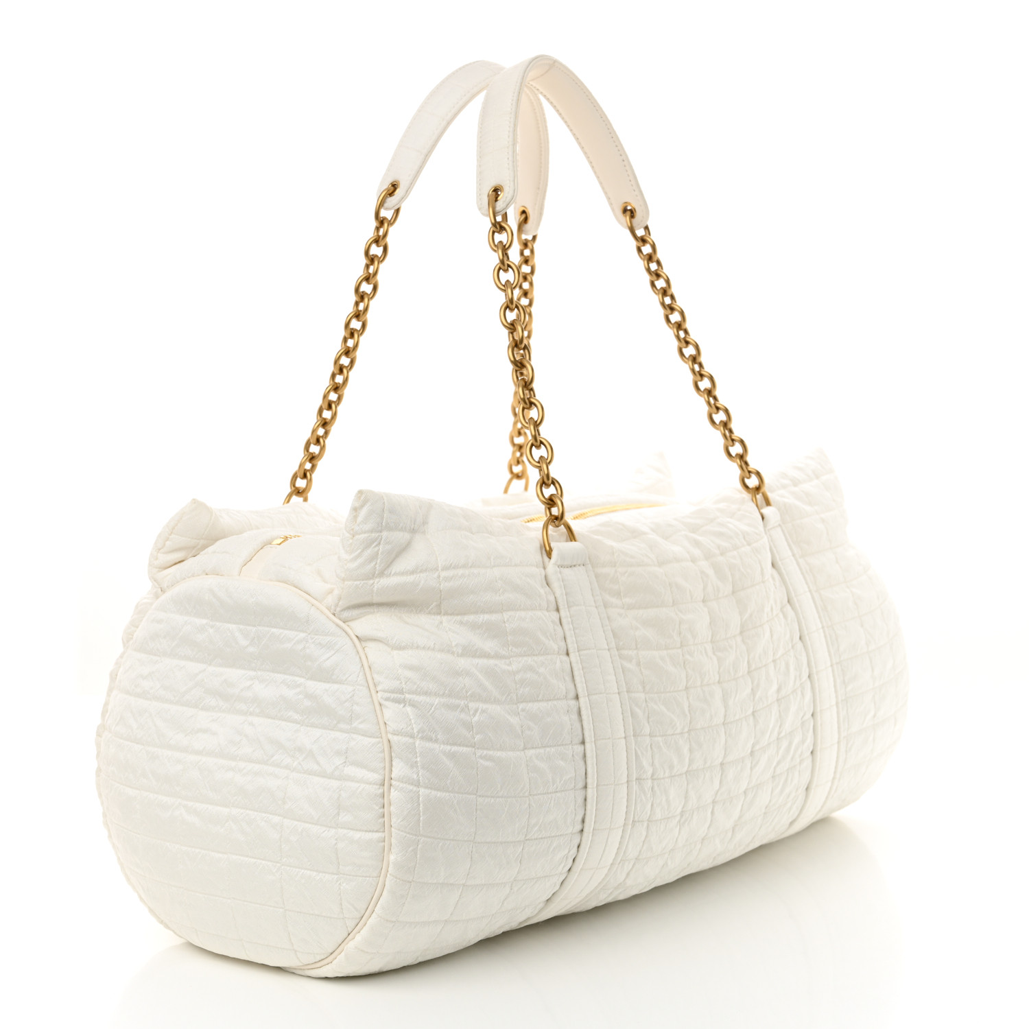 ボストンバッグ SAINT LAURENT White Fabric Gloria Travel Bag SAINT LAURENT Nylon Gloria Quilted Travel Bag Milky White