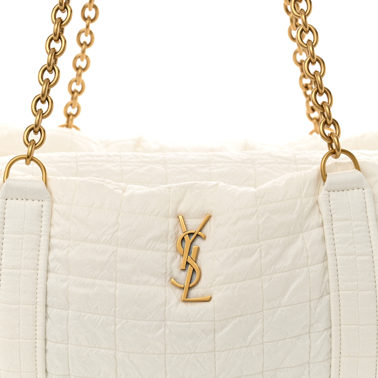 ボストンバッグ Saint Laurent White Fabric Gloria Travel Bag SAINT LAURENT Nylon Gloria Quilted Travel Bag Milky White