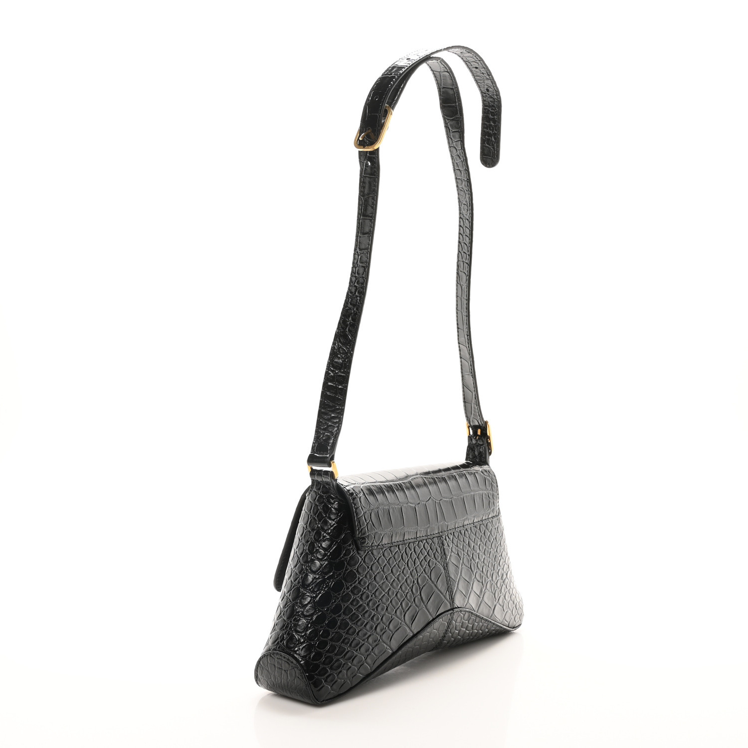 BALENCIAGA Shiny Super Supple Calfskin Crocodile Embossed