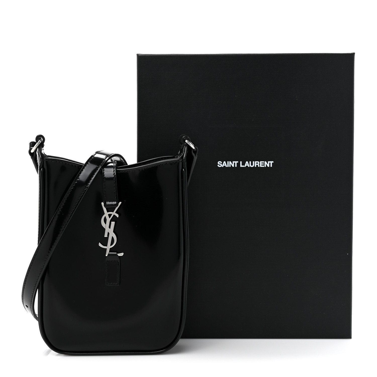 SAINT LAURENT Patent Calfskin Mini Le 5 A 7 Vertical Hobo