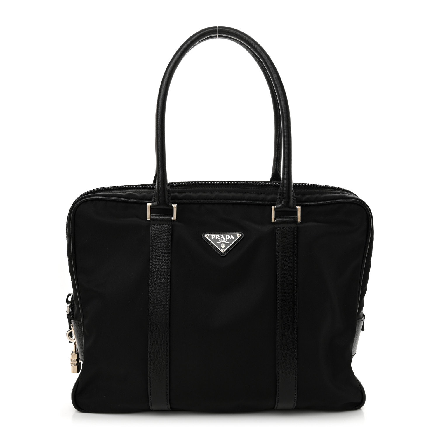 PRADA Tessuto Nylon Saffiano Metal Triangle Logo Work Bag