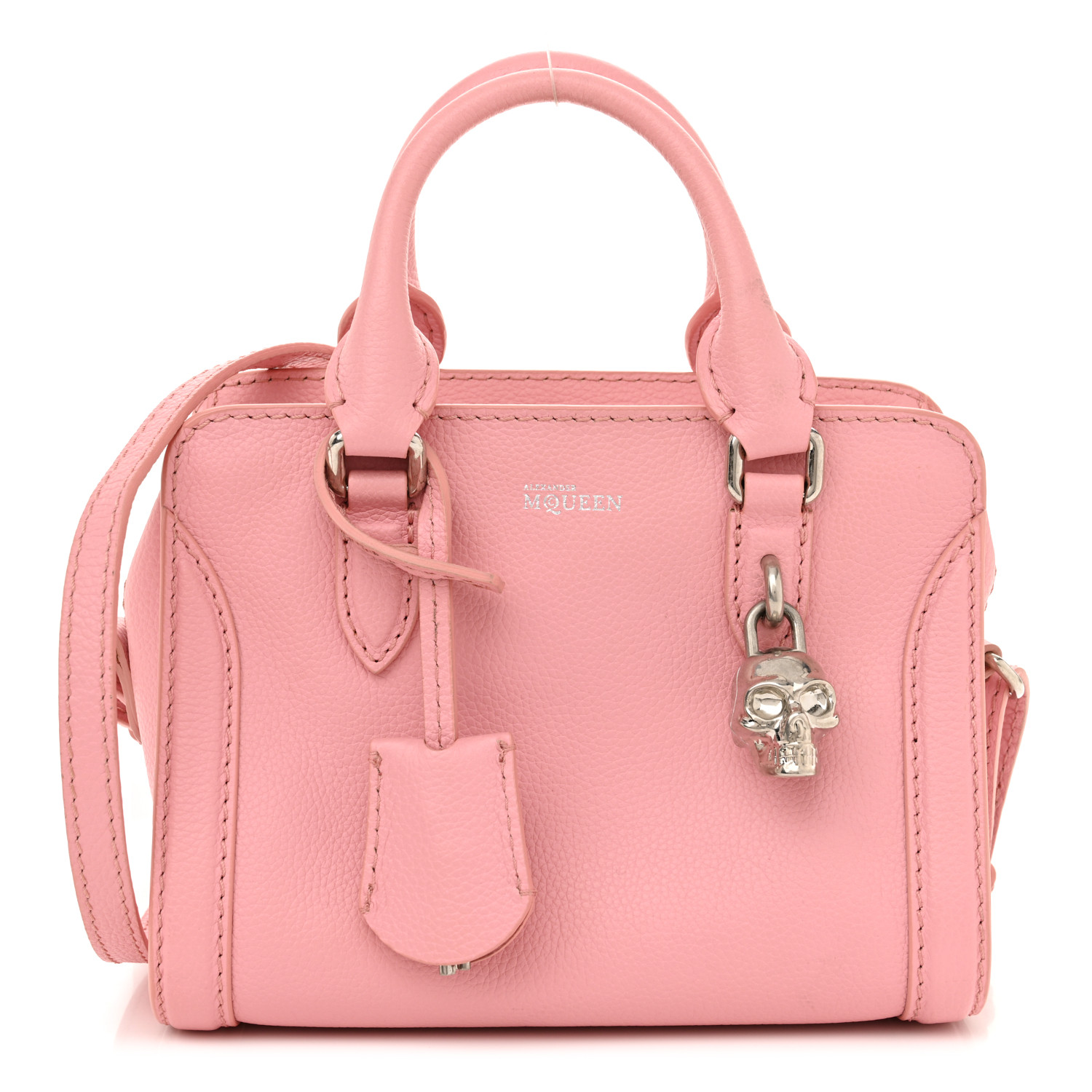 ALEXANDER MCQUEEN Pebbled Calfskin Mini Skull Padlock Zip