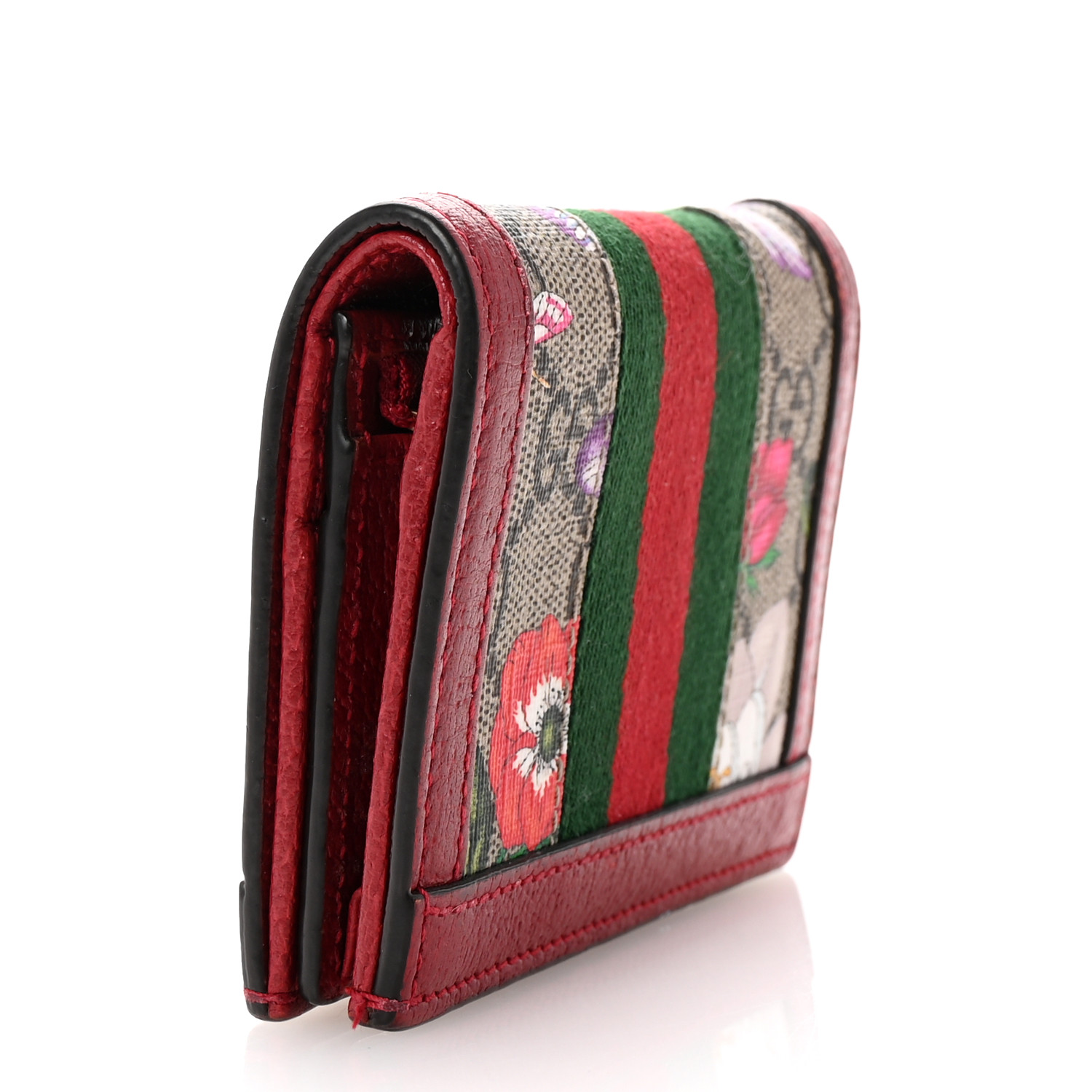 Gucci★素敵！Red Ophidia Flora Card Case Wallet GUCCI Ophidia Flora GG Supreme Canvas Card Case Wallet Red