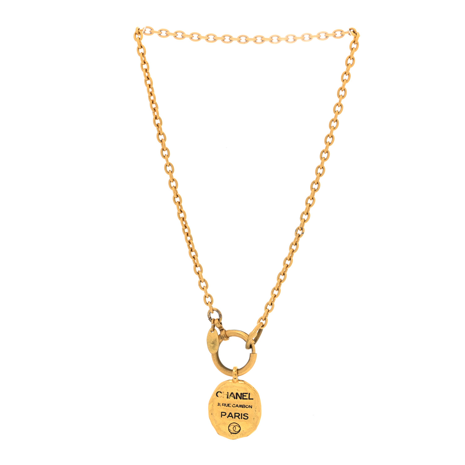 CHANEL 31 Rue Cambon Paris CC Necklace Gold 1677256