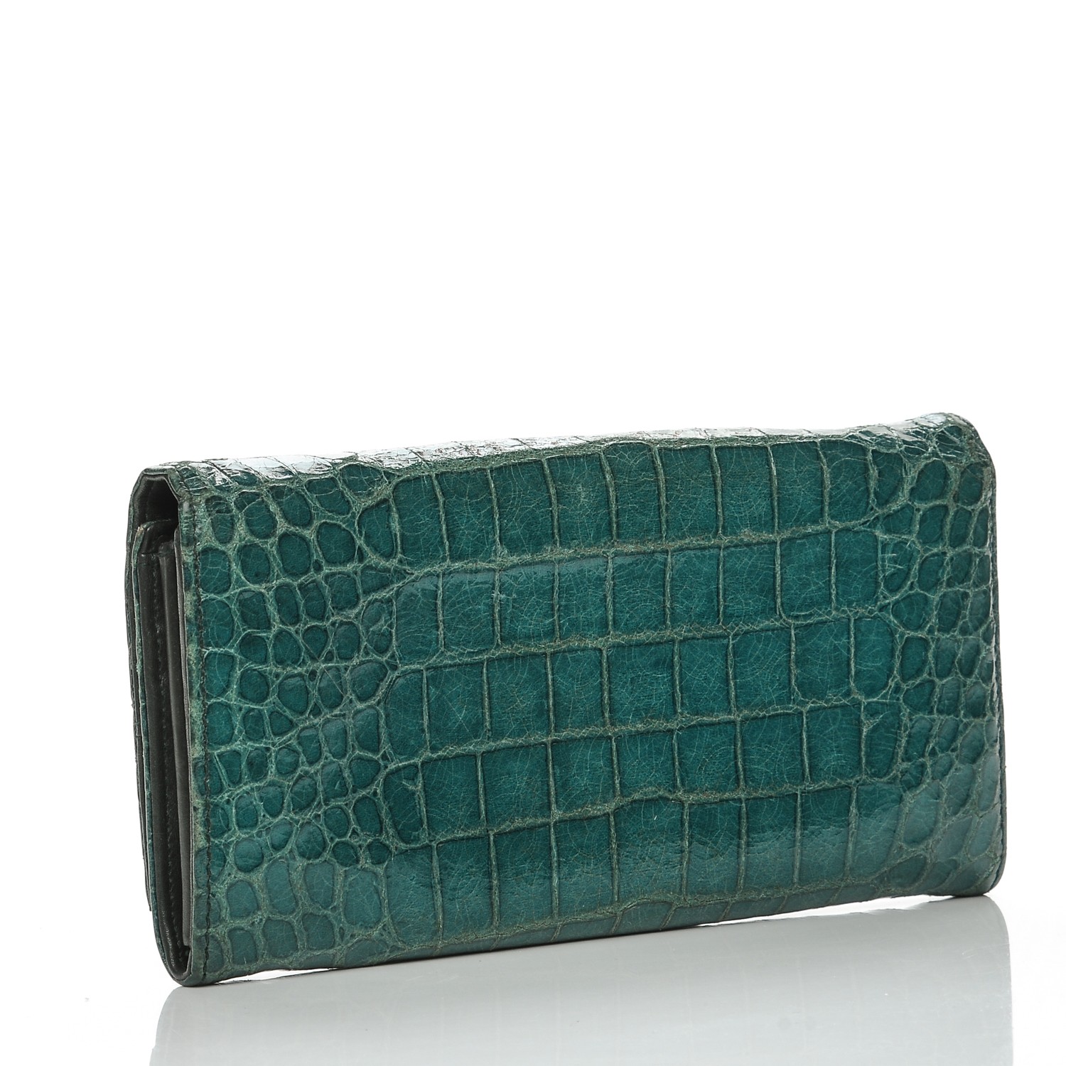 MIU MIU Patent Crocodile Embossed Continental Flap Wallet