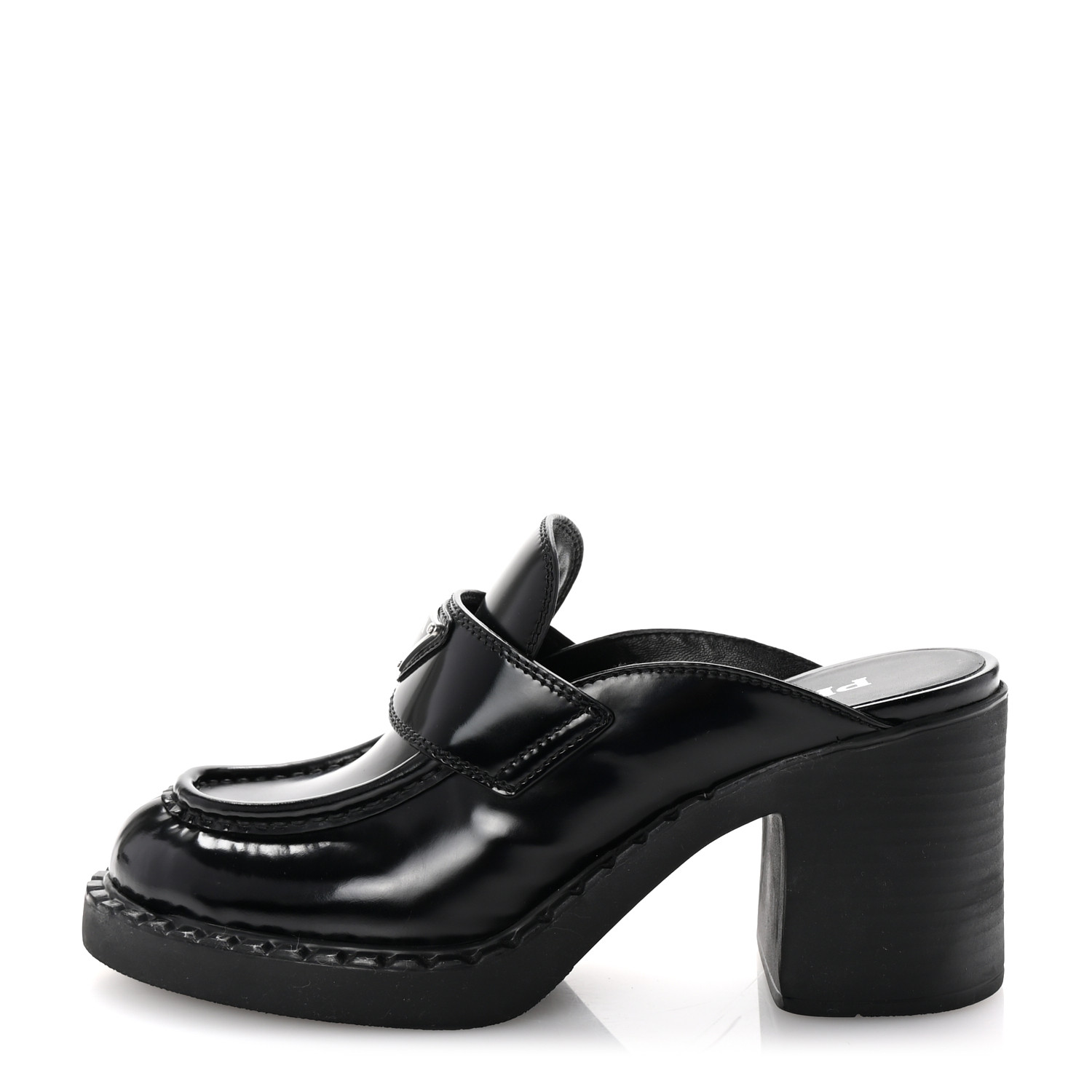 Louis様　PRADA PRADA Spazzolato Metal Triangle Logo 50mm Loafers 39 Black