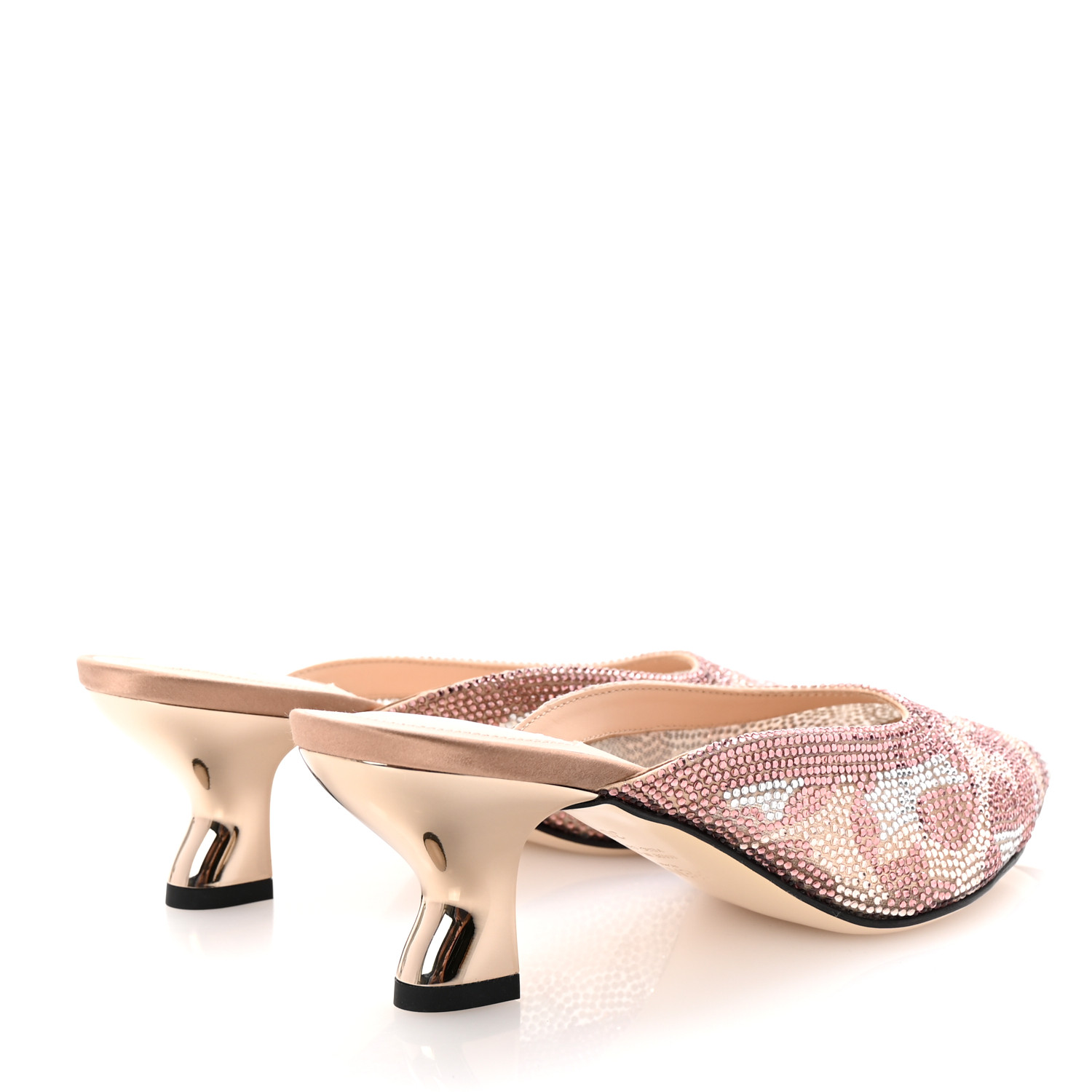 FENDI Technical Mesh Crystal Colibri Mule 36 Nude 1682556