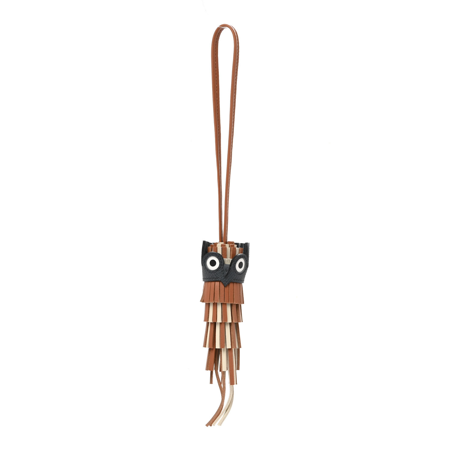 HERMES Milo Lambskin Epsom Chouette Bag Charm Gold Craie