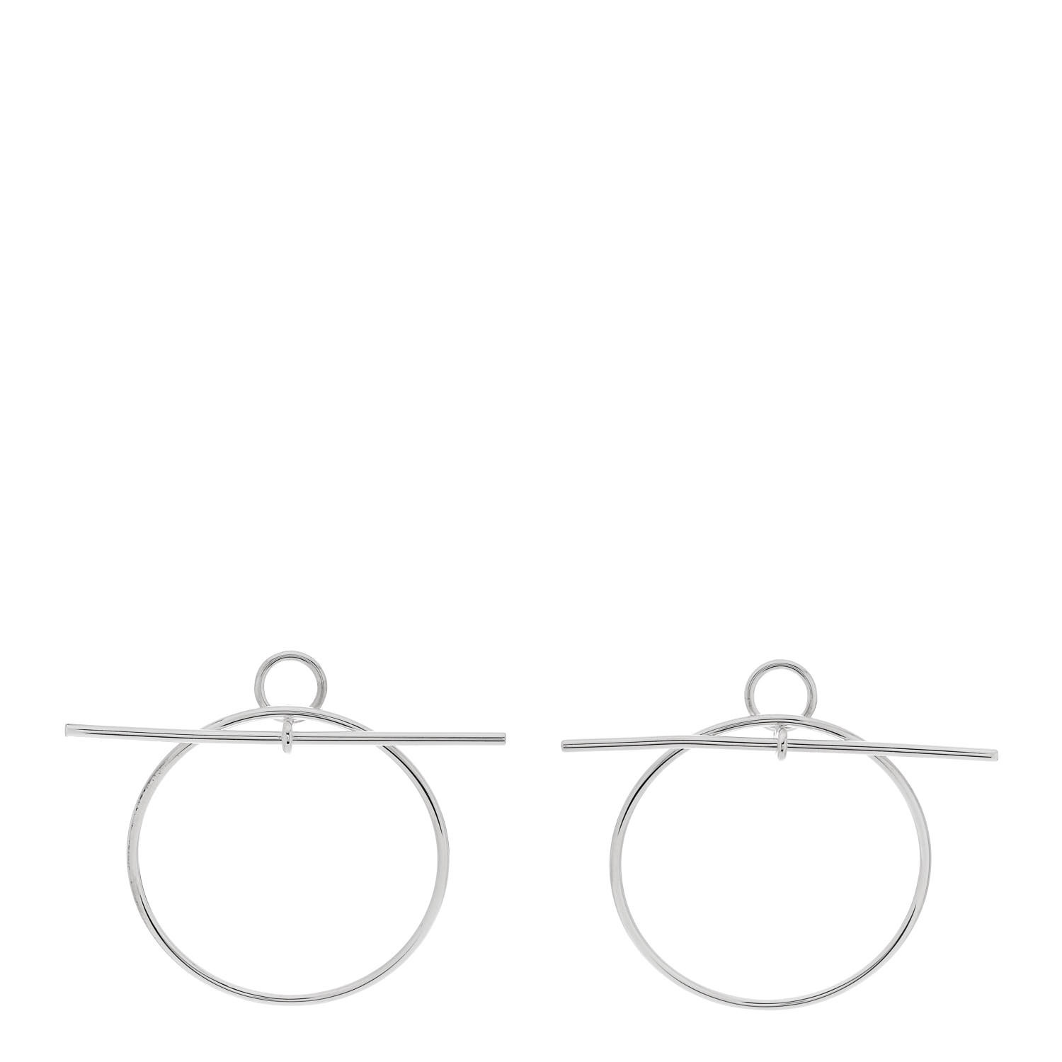 HERMES Sterling Silver MM Loop Earrings 1677961 | FASHIONPHILE