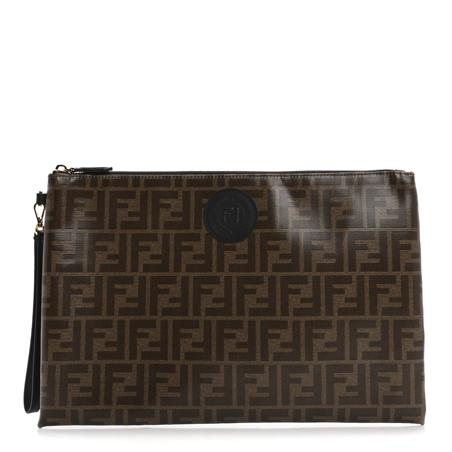 FENDI Glazed Fabric Vitello Century FF 1974 Stamp Patch