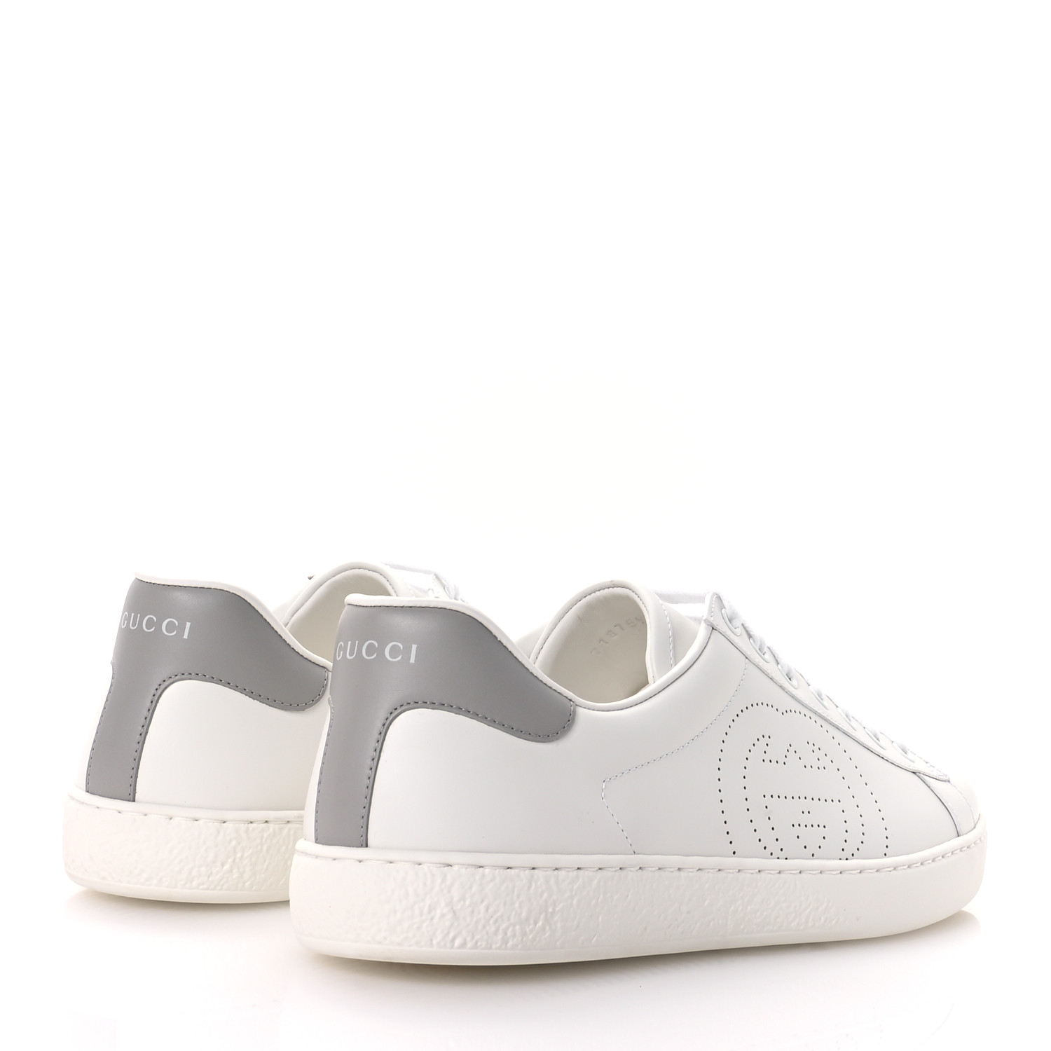 GUCCI Calfskin Interlocking G Perforated Mens Ace Sneakers