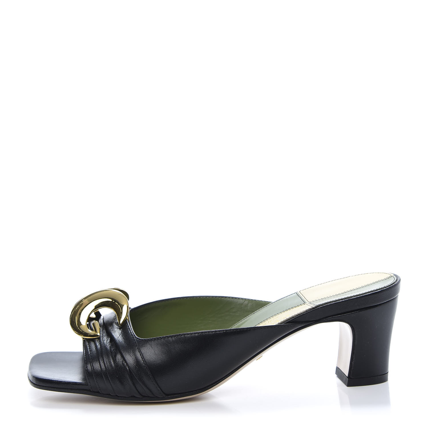 GUCCI Malaga Kid Half Moon GG Square Toe Slide Sandals 38