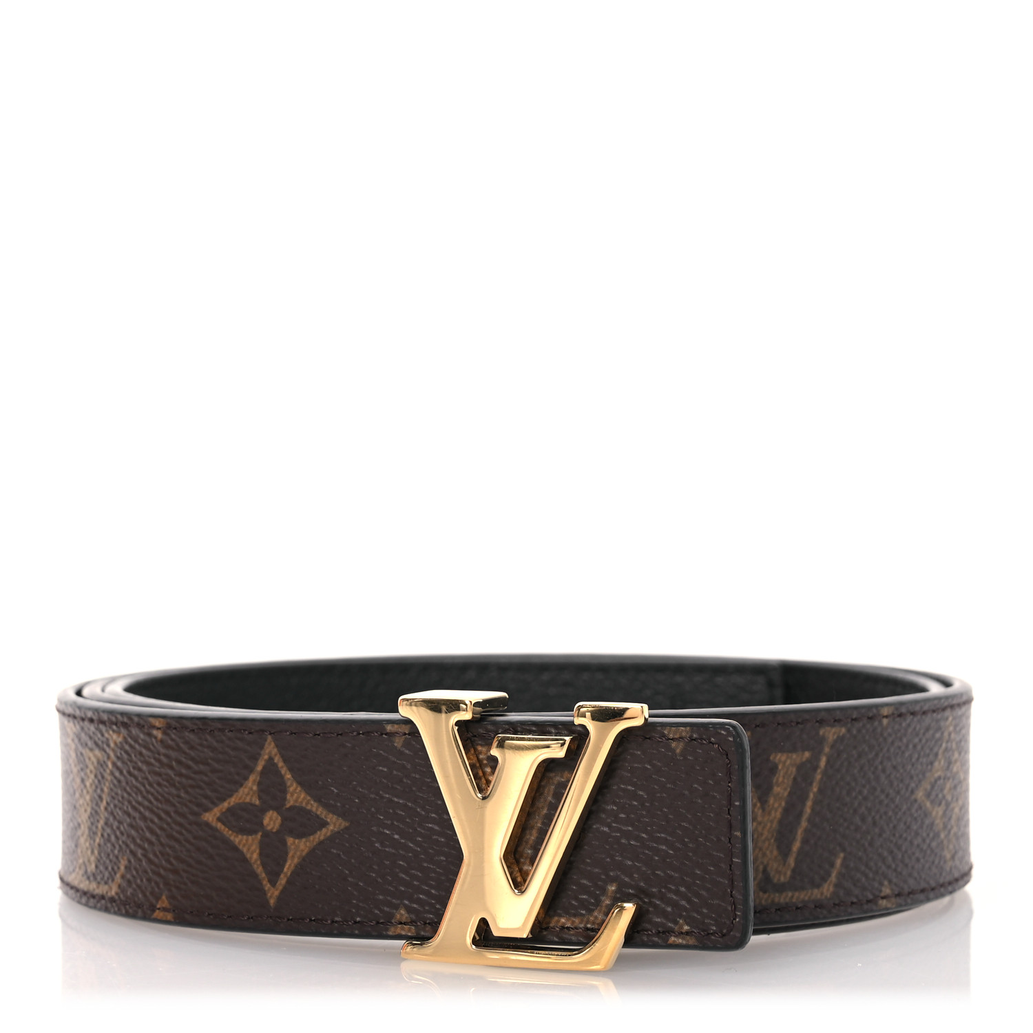 Louis Vuitton ブラック ベルト LOUIS VUITTON Monogram Eclipse Taigarama 40mm LV Initiales