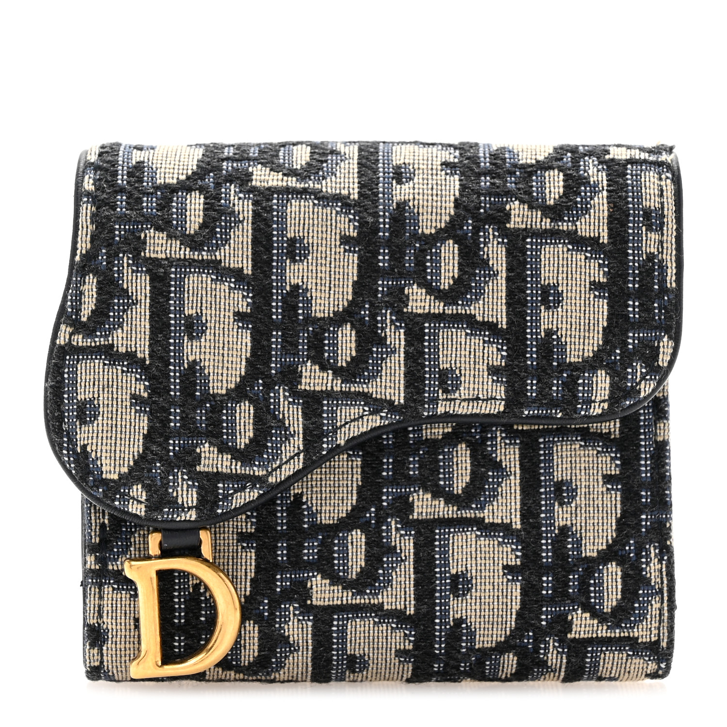 CHRISTIAN DIOR Oblique Saddle Lotus Wallet Blue 1627504