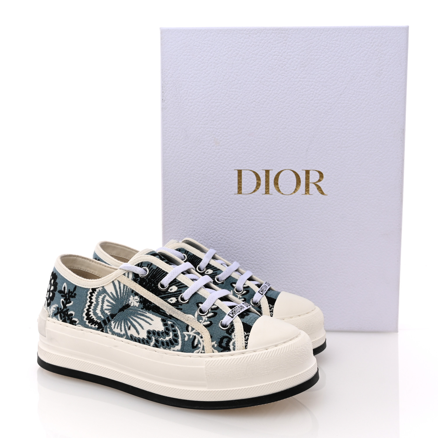 Dior☆WALK'N'DIORスニーカー☆ベージュ Butterfly Bandana CHRISTIAN DIOR Cotton Butterfly Bandana Embroidered Walk'N