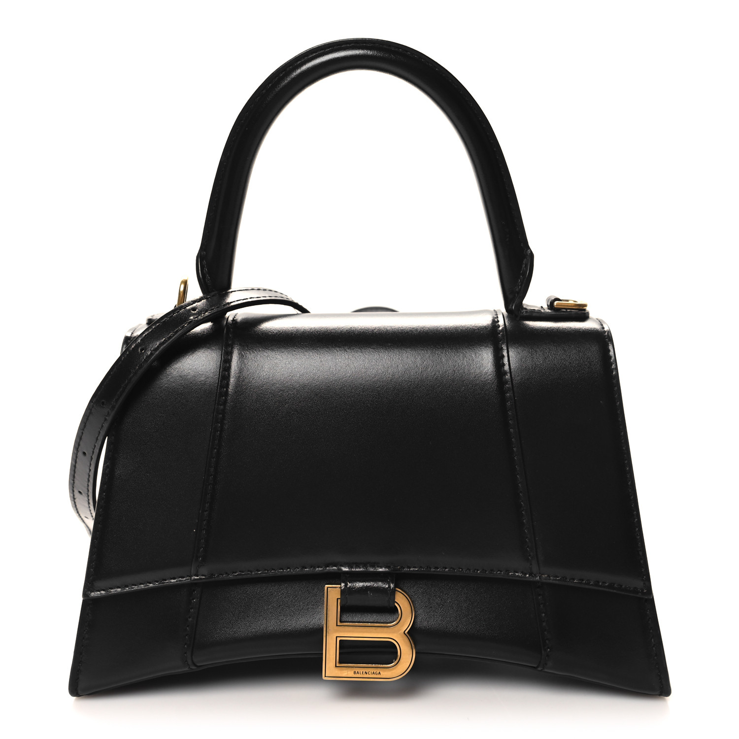 BALENCIAGA Shiny Box Calfskin Small Hourglass Top Handle Bag