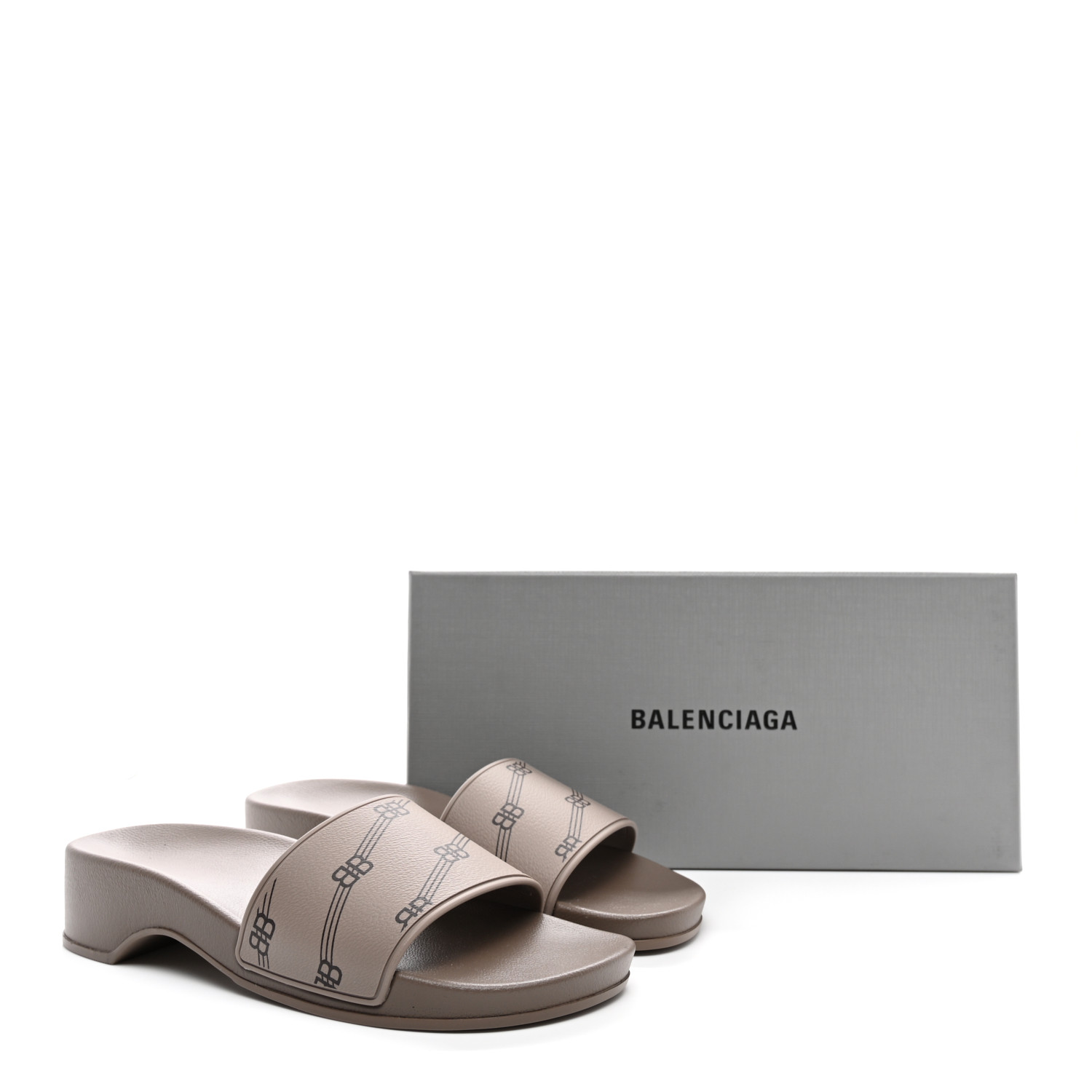 BALENCIAGA Rubber Allover Logo Womens Pool Wedge Slide