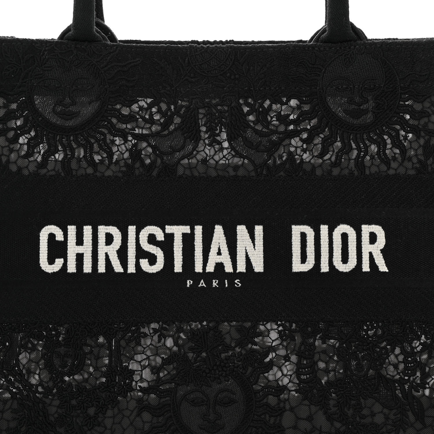 CHRISTIAN DIOR Canvas Embroidered Mesh Macrame Medium Toile