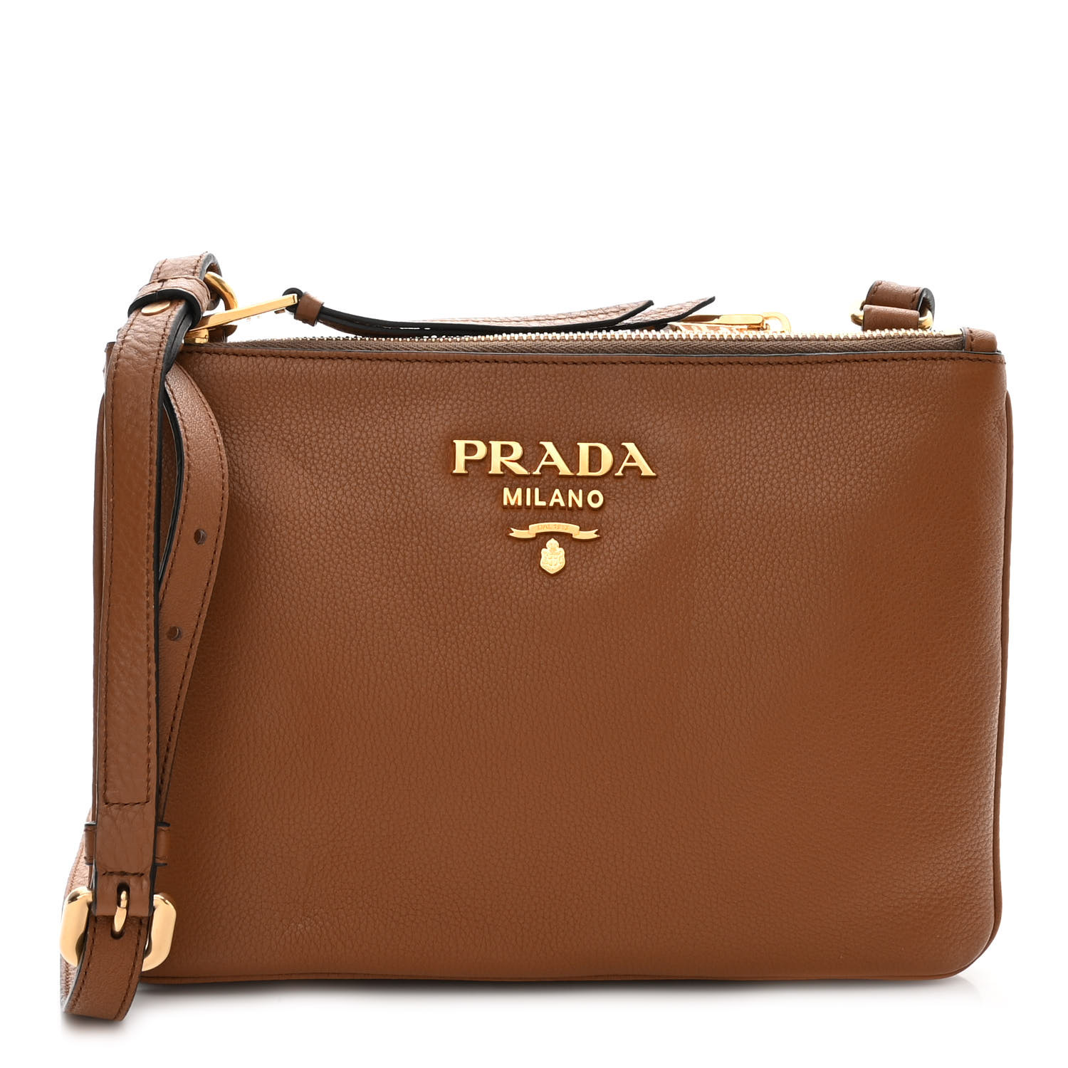 バッグ PRADA VITELLO PHENIX PRADA Vitello Phenix Double Zip Crossbody Bag Cannella