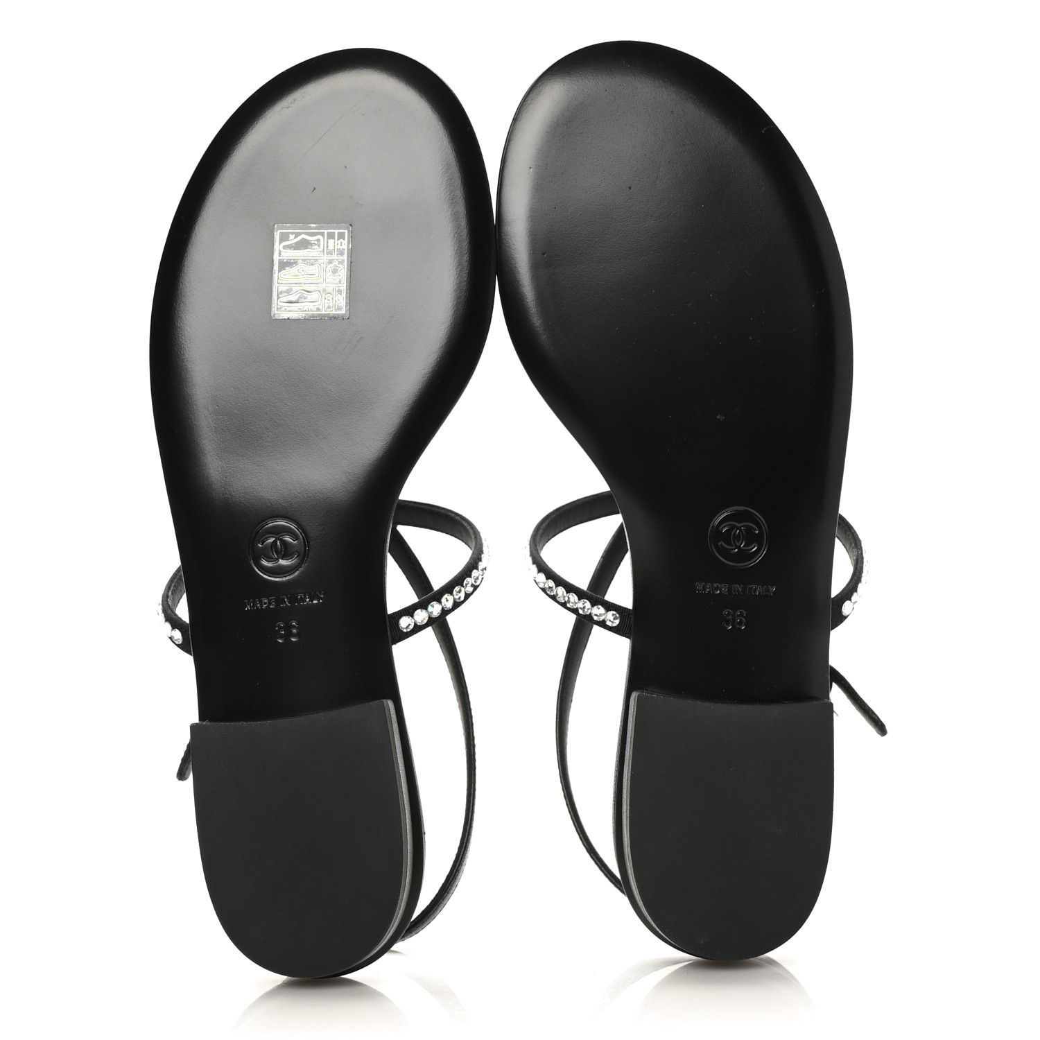 CHANEL Crystal CC Thong Sandals 36 Black 1149623 | FASHIONPHILE