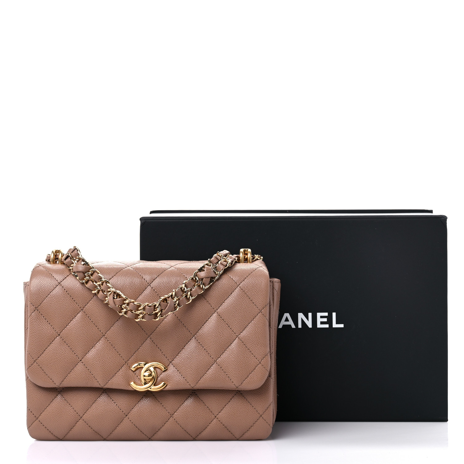 AUBERGE / COCO (black × beige) Chanel Black/Beige Quilted Leather In-the-Mix Small Tote Bag