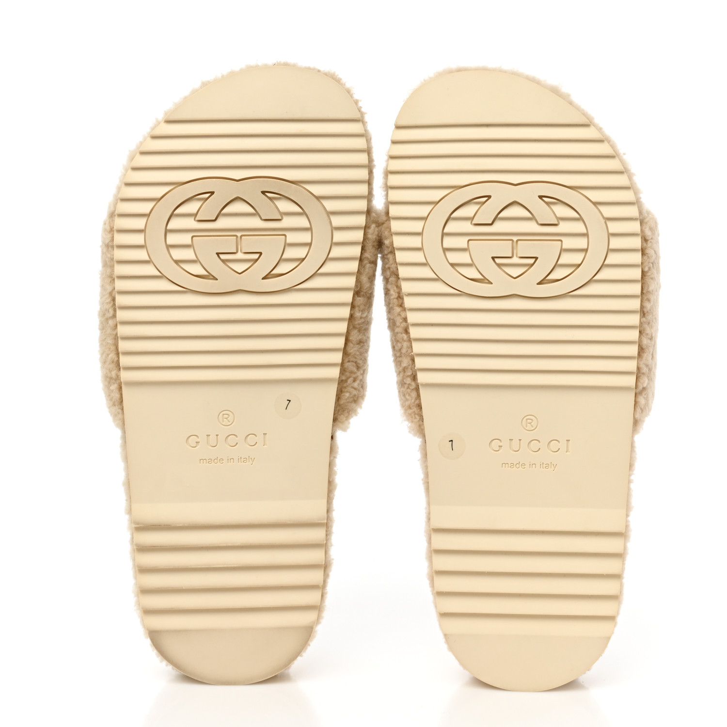 GUCCI X THE NORTH FACE Shearling Wool Mens Slide Sandals 7