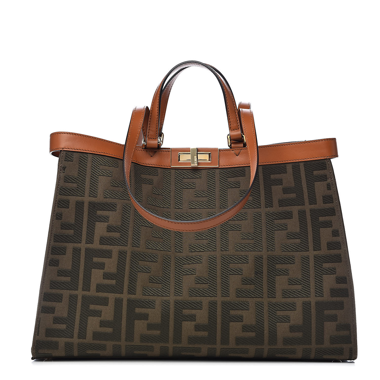 ショルダーバッグ FENDI  Peekaboo Tote Bag in Grained Leather FENDI Peekaboo X-Lite Leather Tote Bag Black