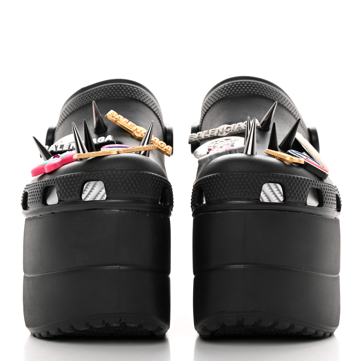 balenciaga クロックス BALENCIAGA X CROCS Rubber Textured Spiked Womens Platform