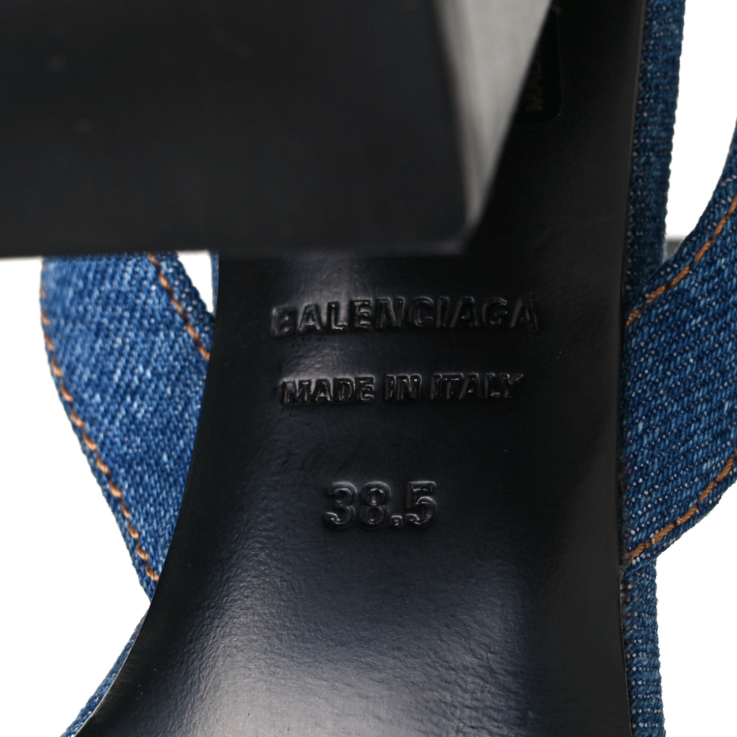 BALENCIAGA Denim Ankle Strap Round Heel Sandals 38.5 Bleu
