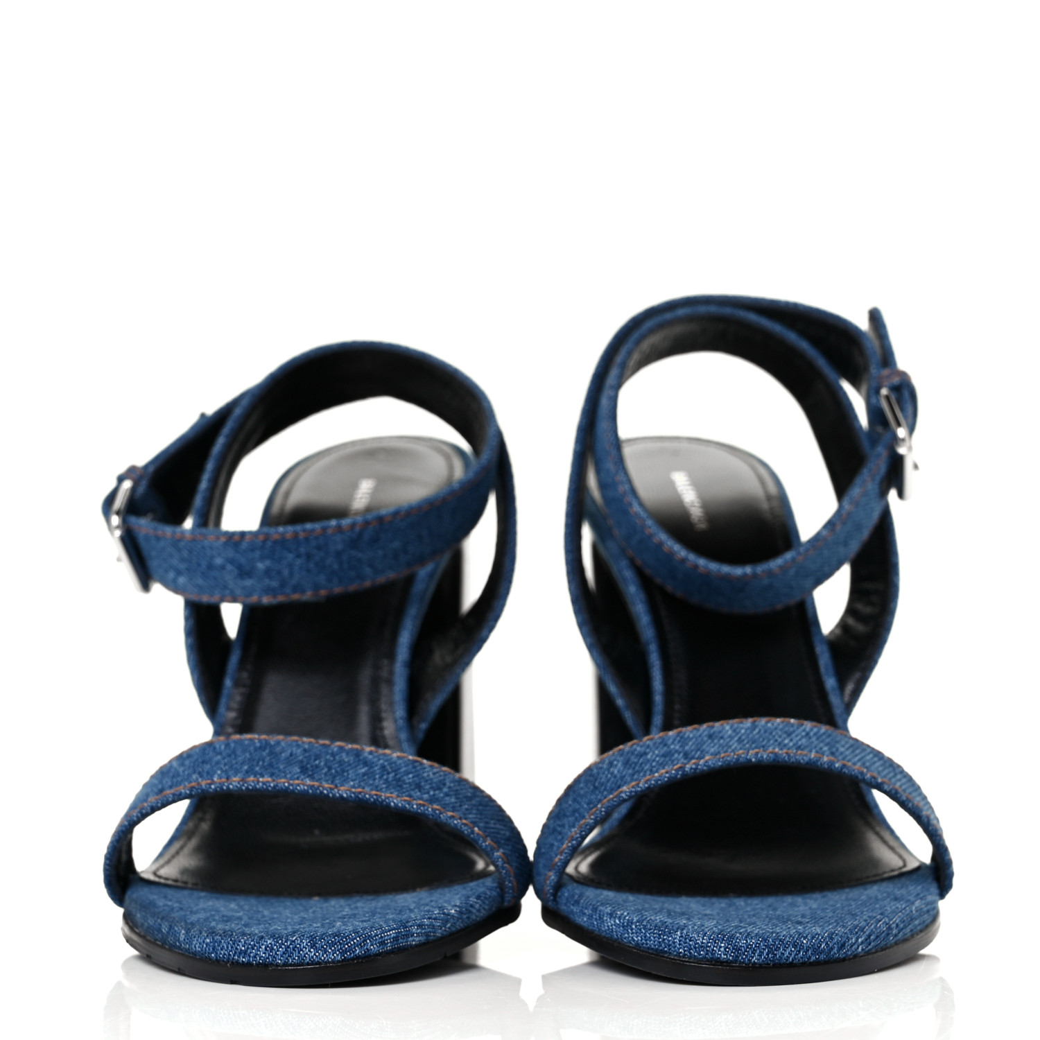 BALENCIAGA Denim Ankle Strap Round Heel Sandals 38.5 Bleu