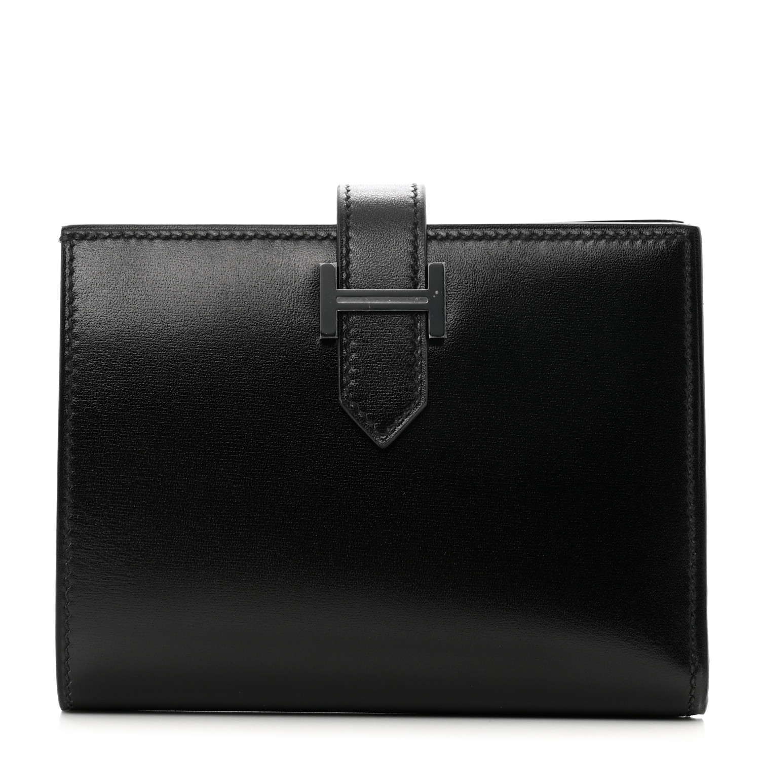 HERMES Box Monochrome Bearn Compact Wallet Black 1336414