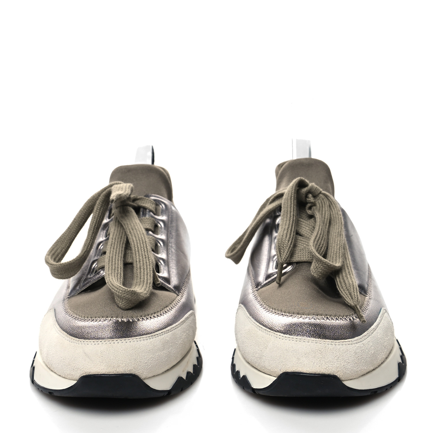 HERMES Technical Canvas Metallic Goatskin Womens Stadium