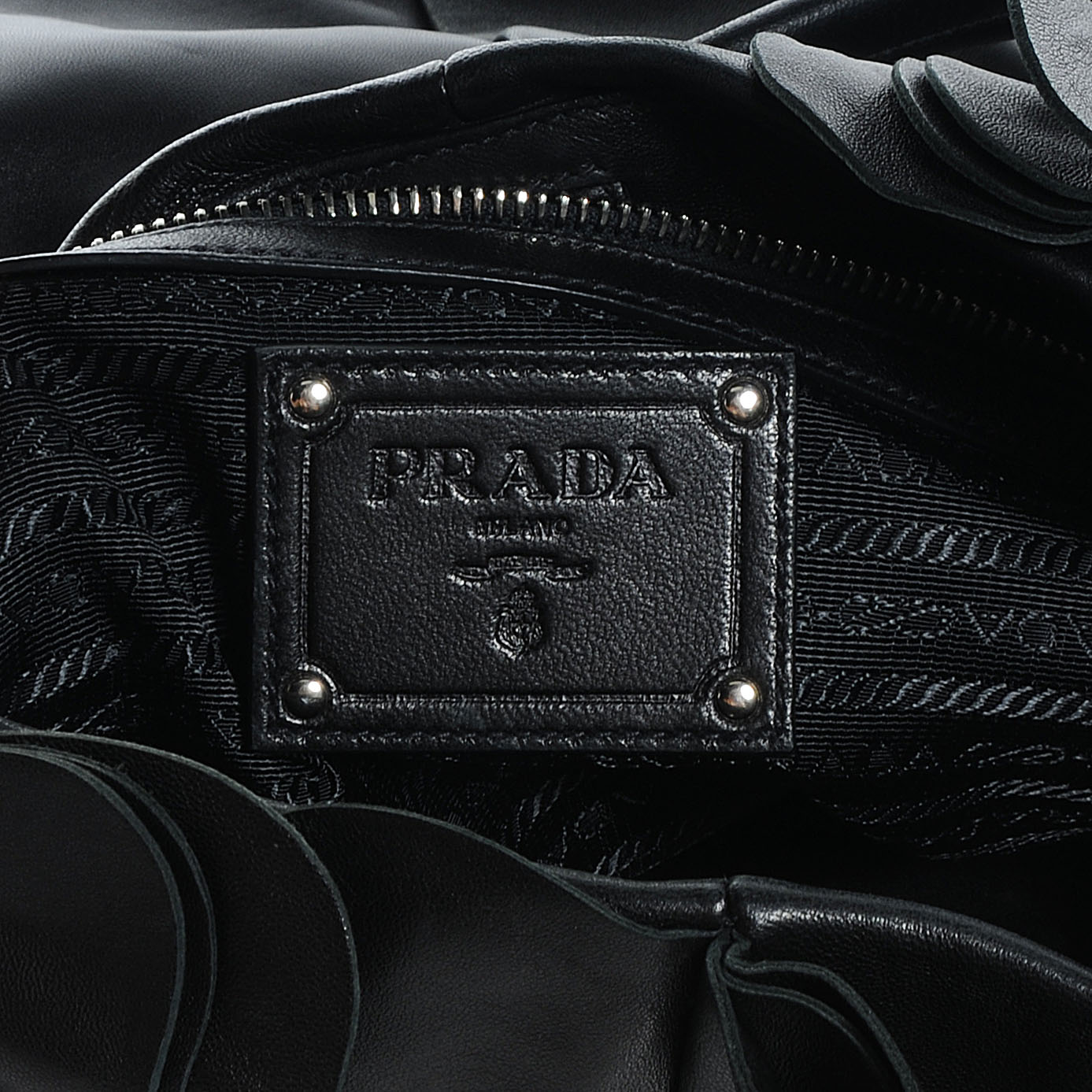 PRADA Nappa Ruffle Bag Black 55884 | FASHIONPHILE
