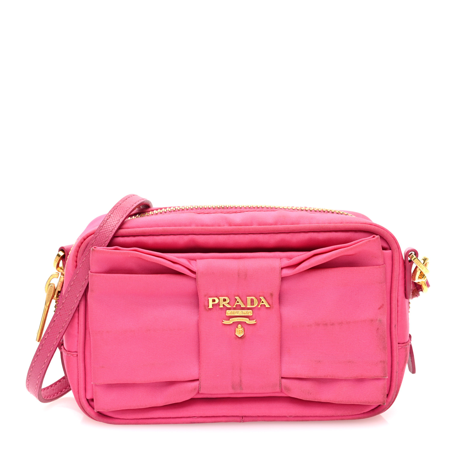PRADA Tessuto Nylon Bow Camera Bag Fuxia 1640850 | FASHIONPHILE