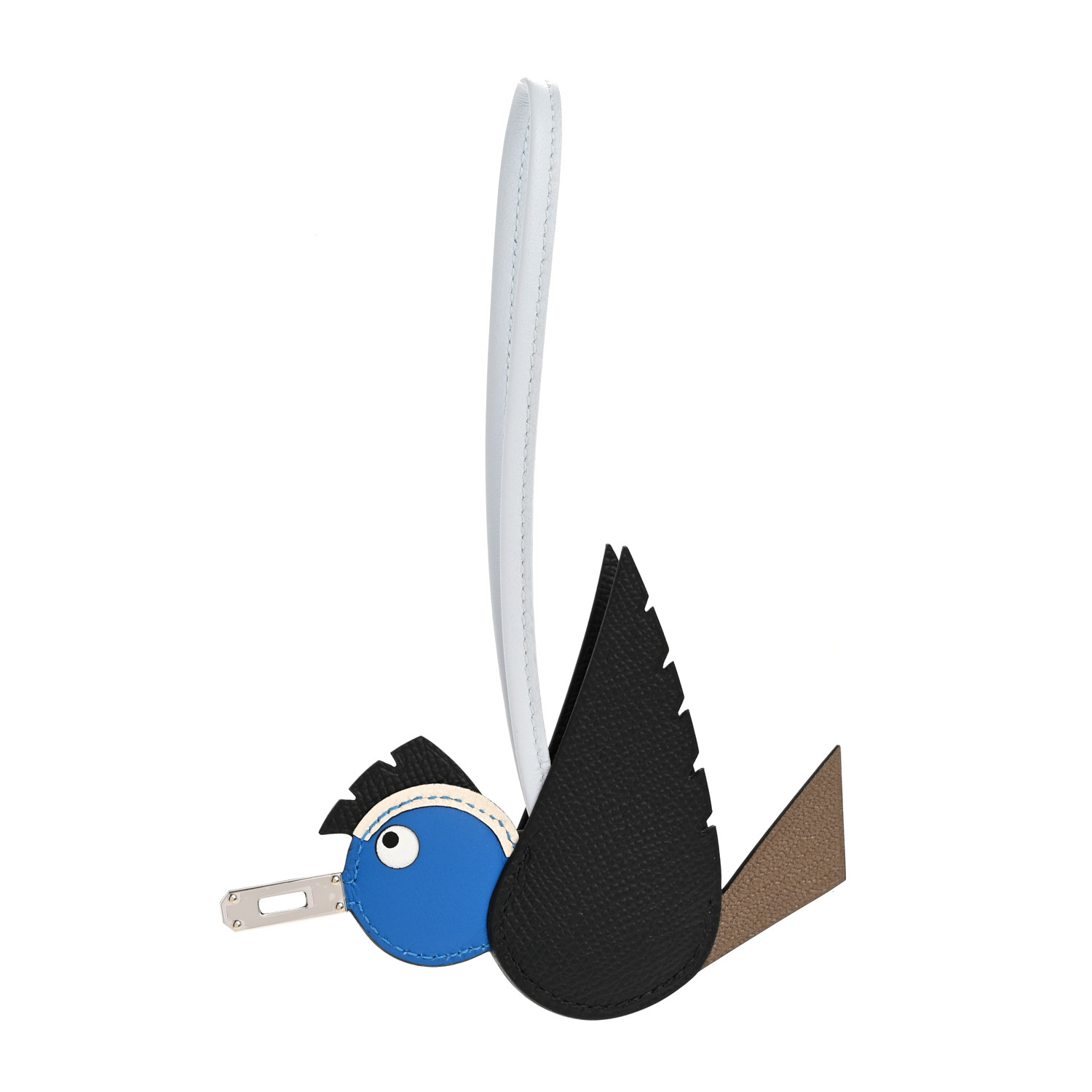 HERMES Epsom Swift Chevre Mysore Birdy Bag Charm Black