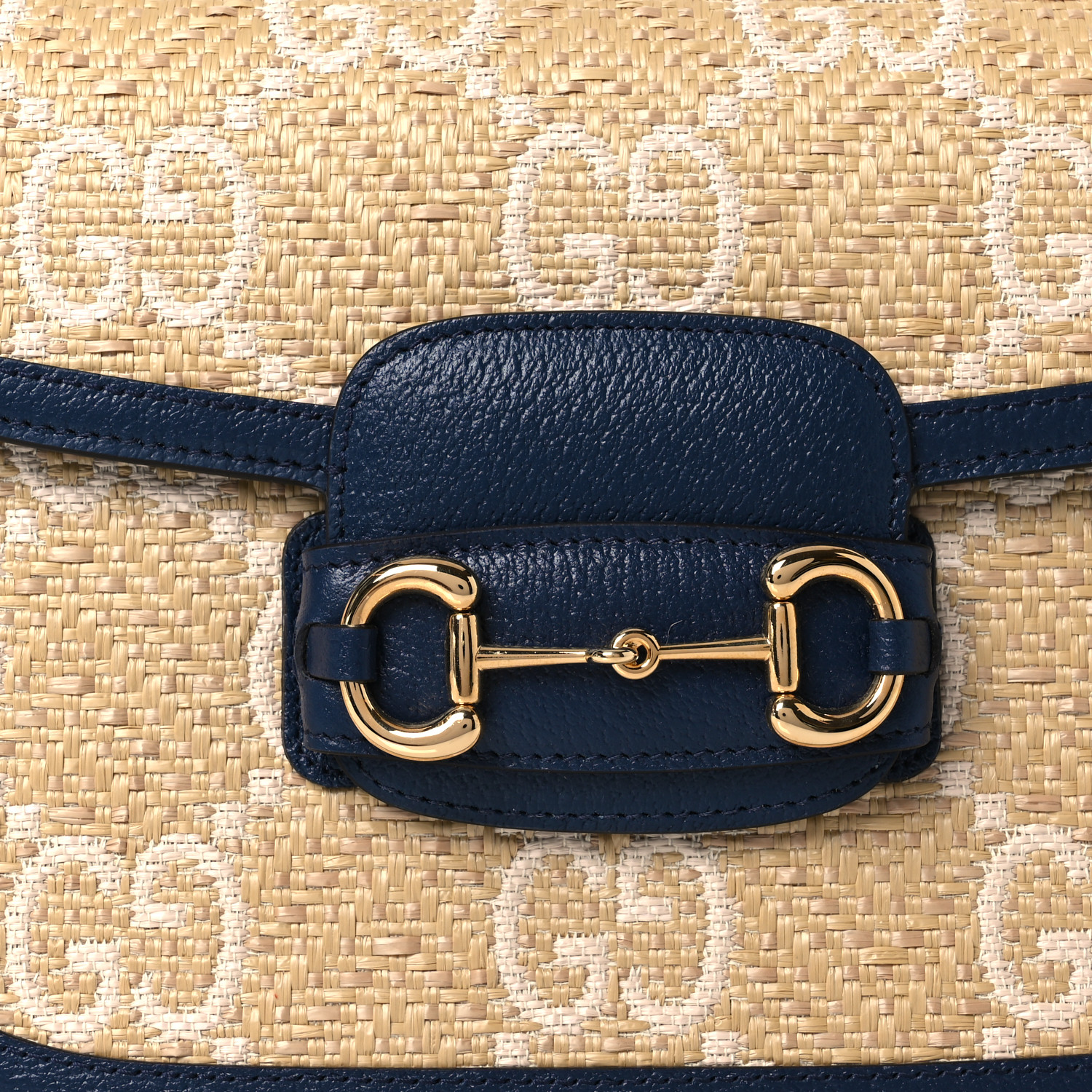 GUCCI Raffia Textured Dollar Calfskin GG Monogram Horsebit