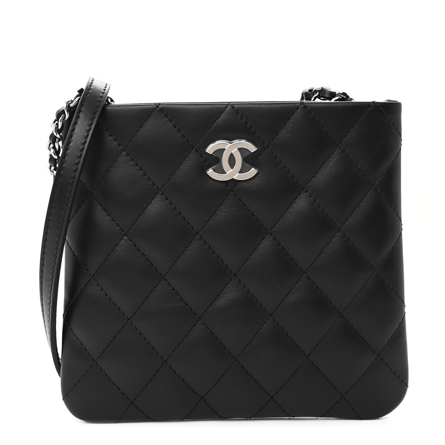 CHANELバック CHANEL Lambskin Quilted Crossbody Bag Black 1643048